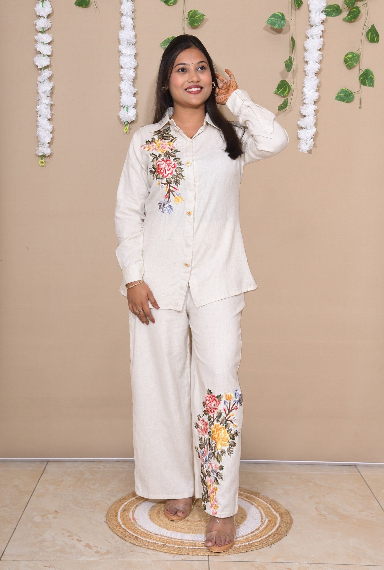 Ivory Embroidered Co-ord Set