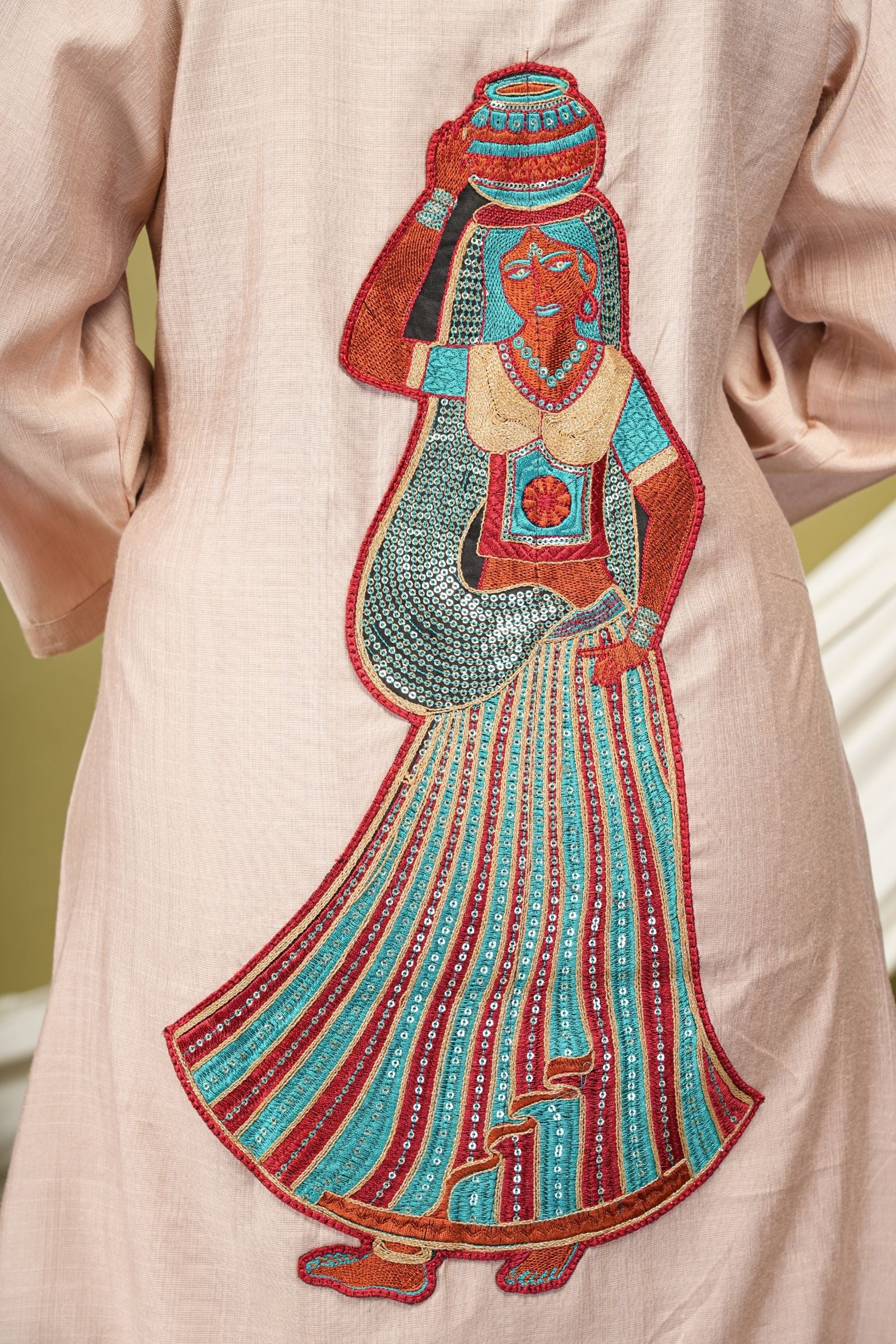 Graceful Beige Co-ord Set with Rajasthani Art Motif