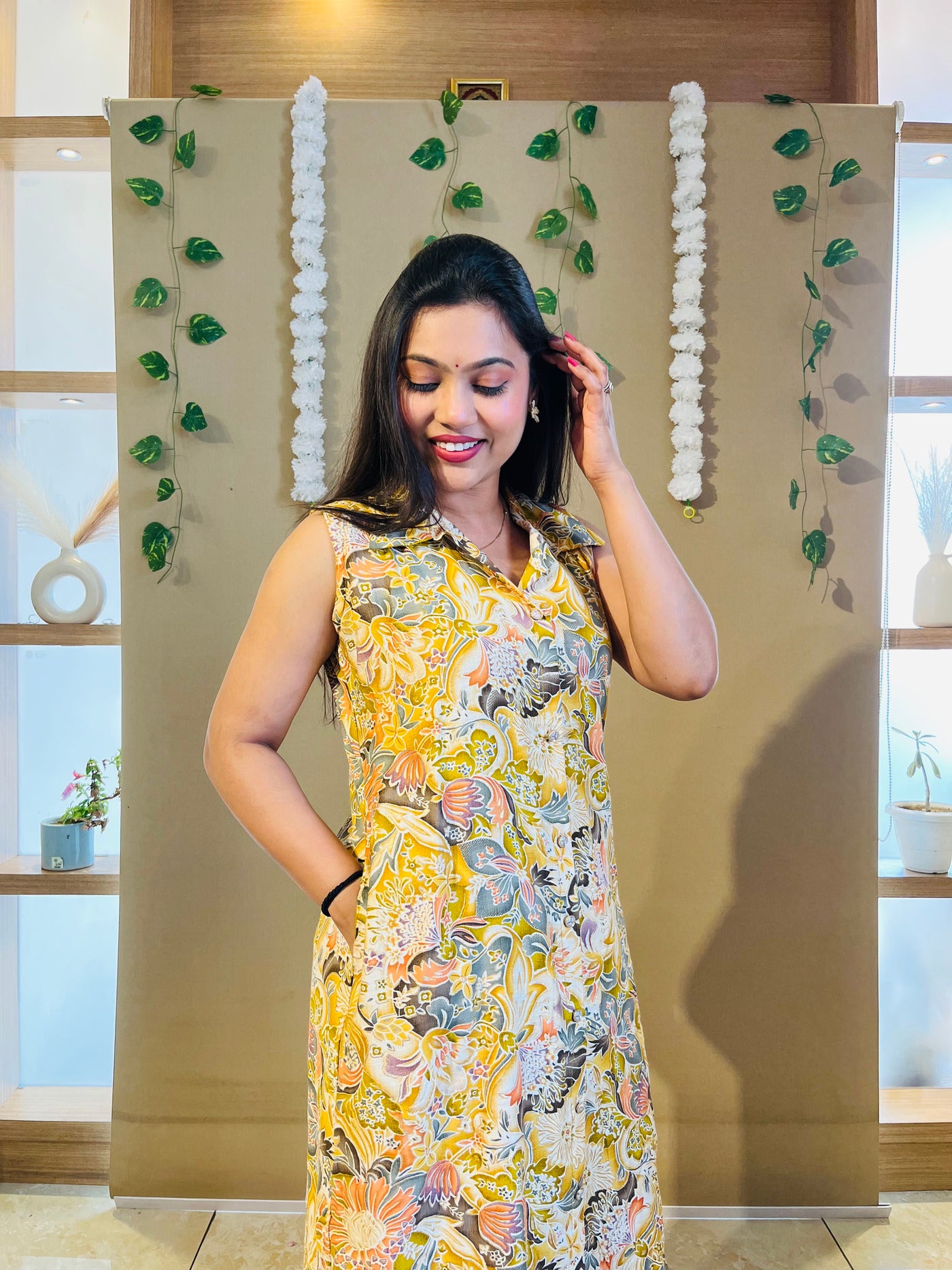 Golden Meadow Printed Kurta Set