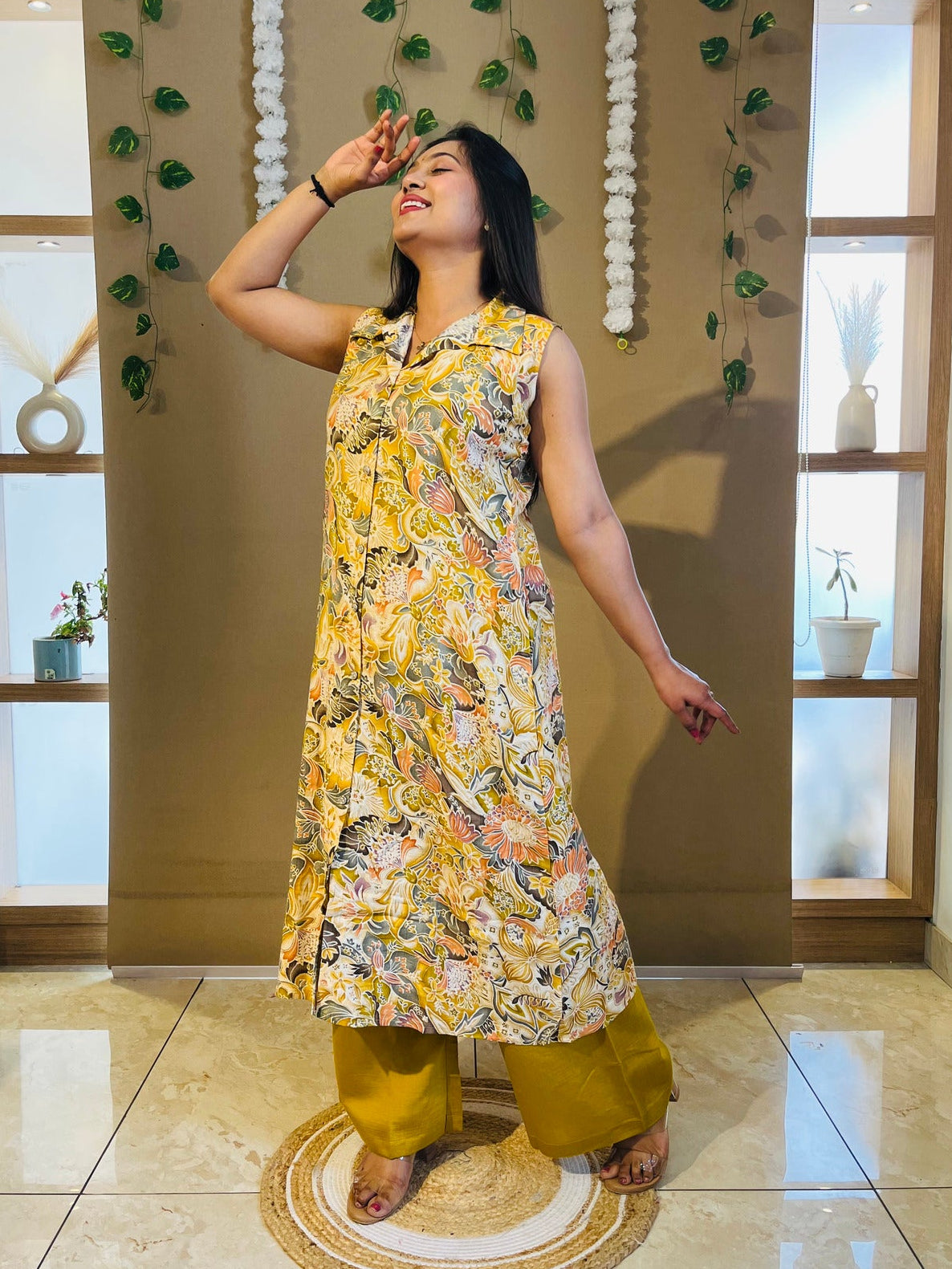Golden Meadow Printed Kurta Set