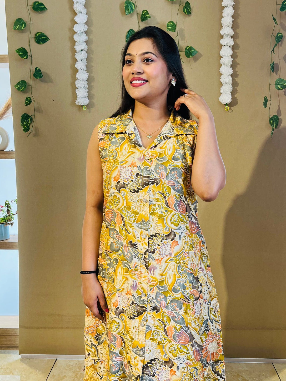 Golden Meadow Printed Kurta Set