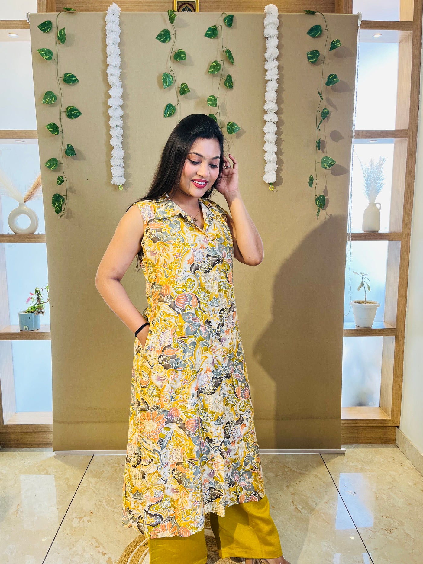 Golden Meadow Printed Kurta Set