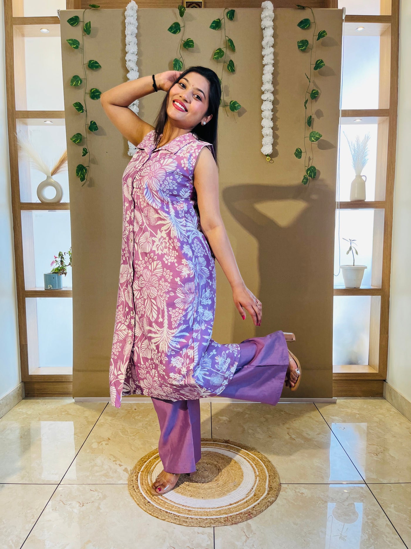 Lavender Bloom Cotton Kurta Set
