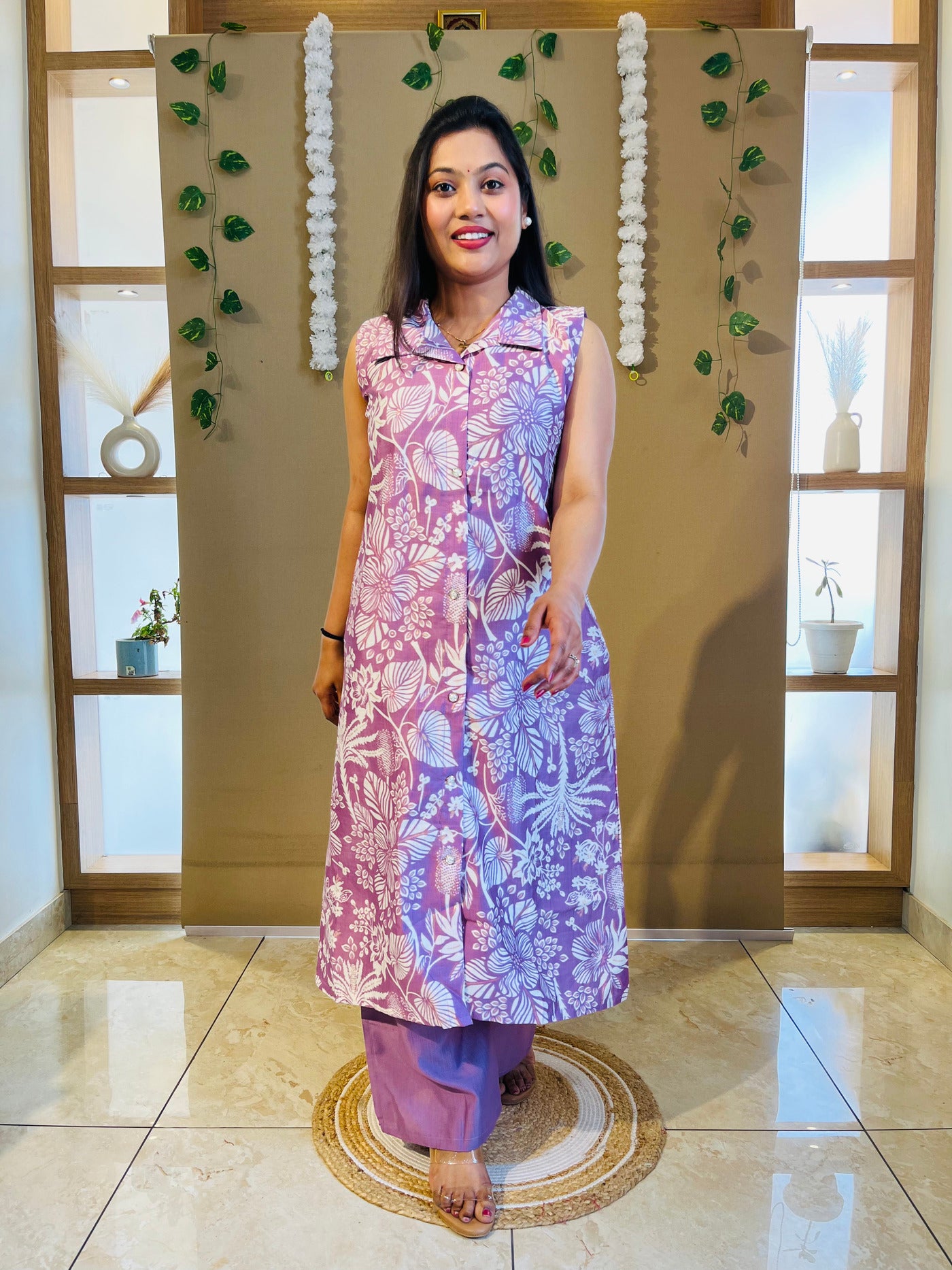Lavender Bloom Cotton Kurta Set