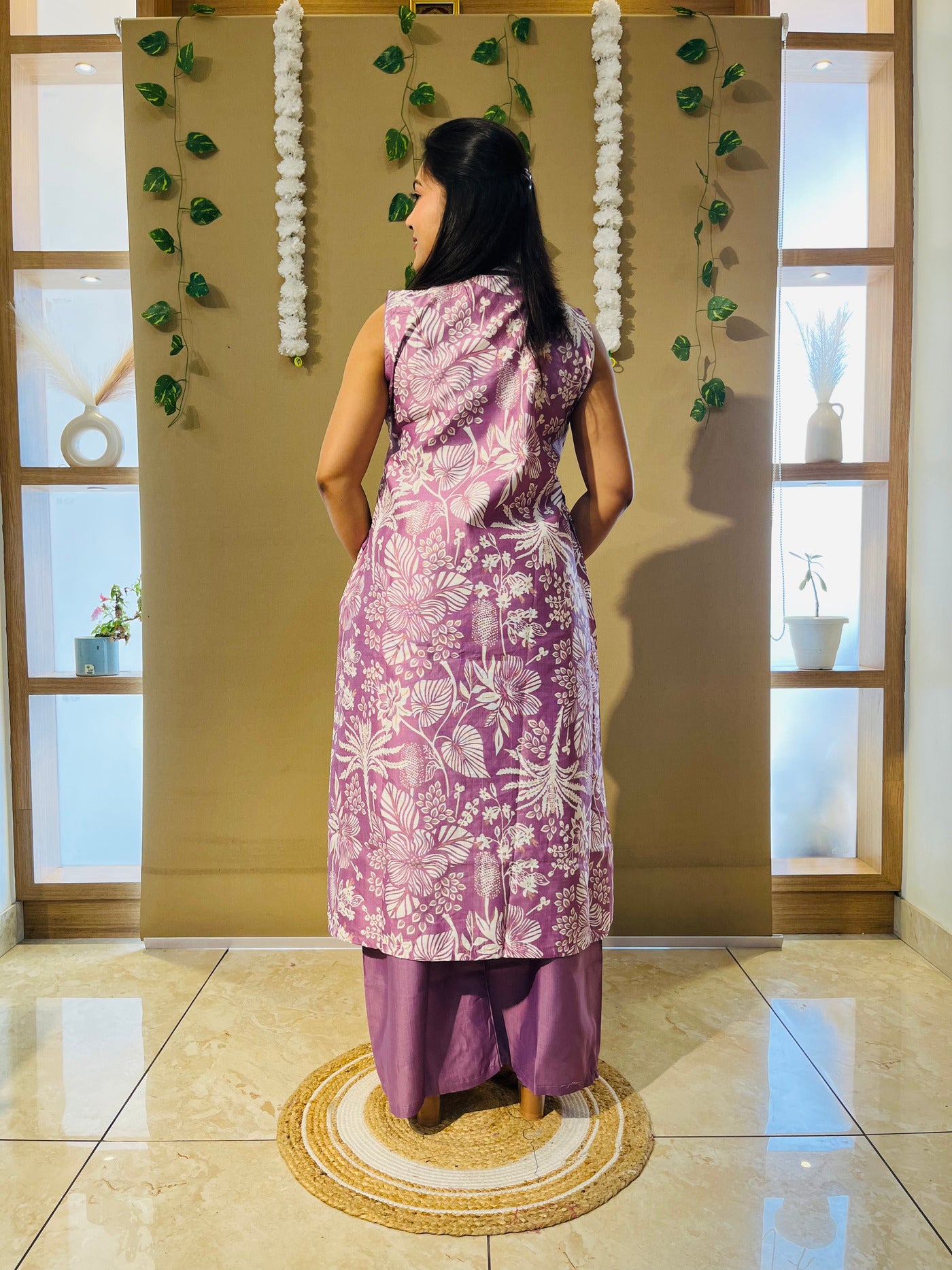 Lavender Bloom Cotton Kurta Set