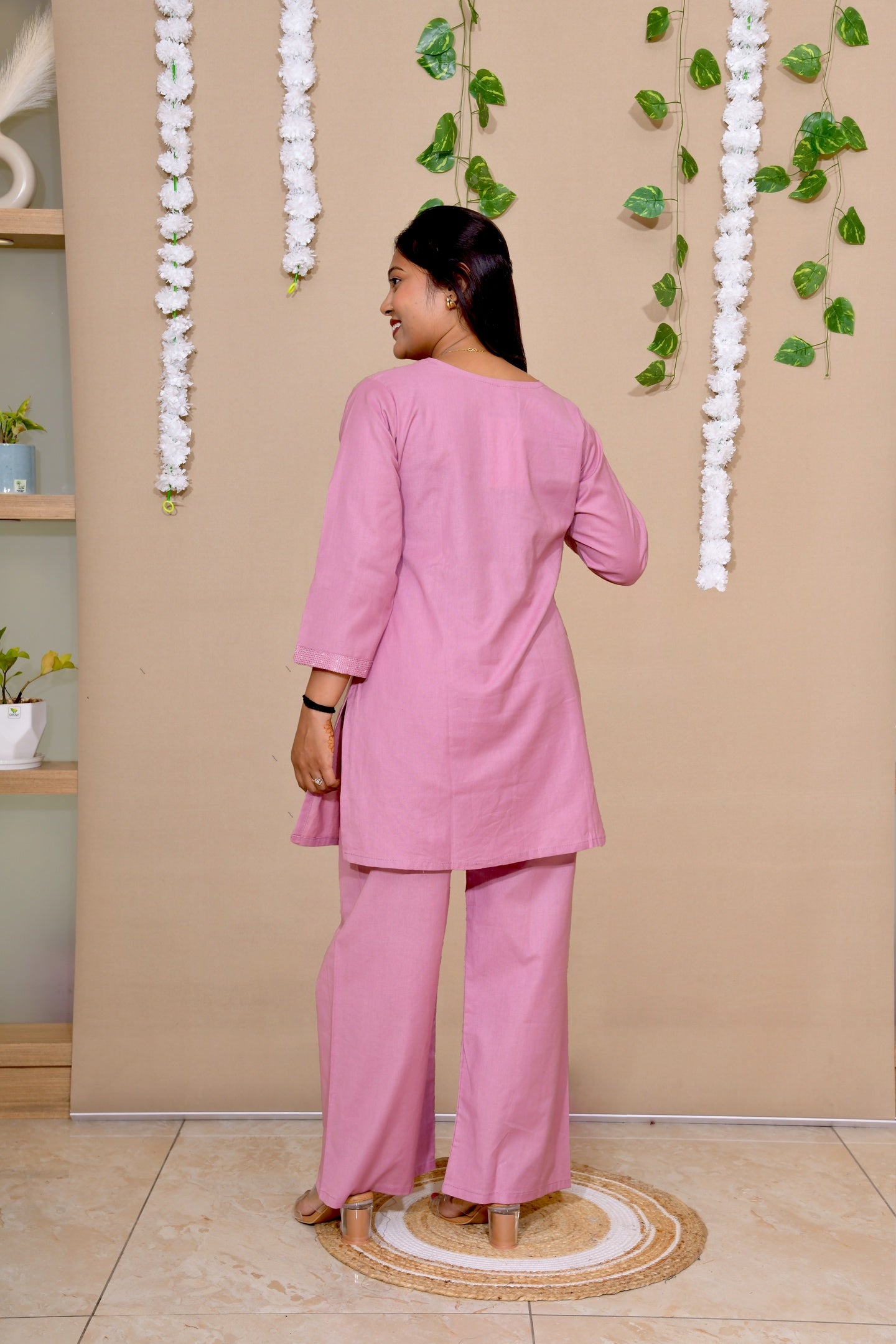 Mauve Pink Embroidered and Appliqué Co-ord Set