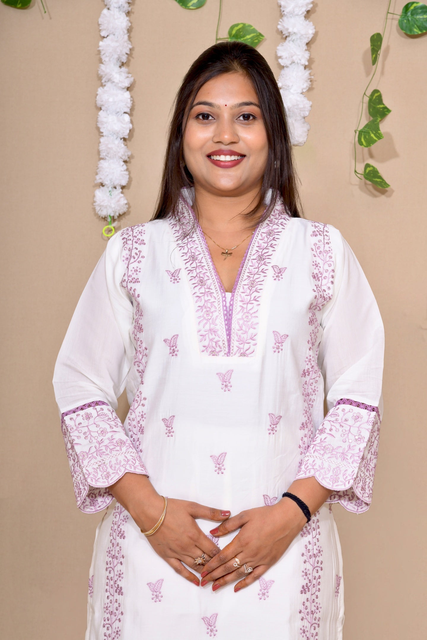 Purple Mist Cotton Kurta Set with Tie-Dye Dupatta