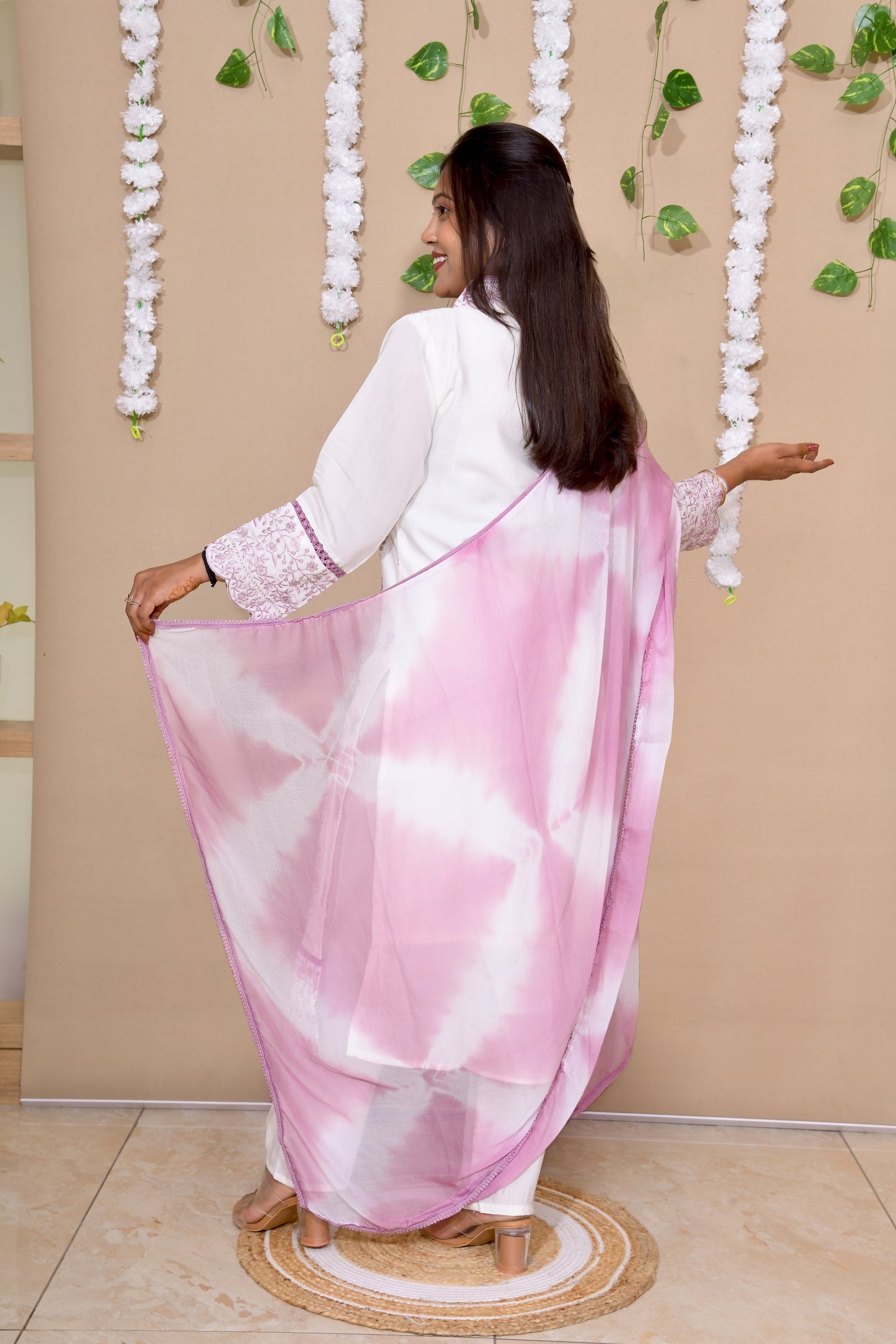 Purple Mist Cotton Kurta Set with Tie-Dye Dupatta