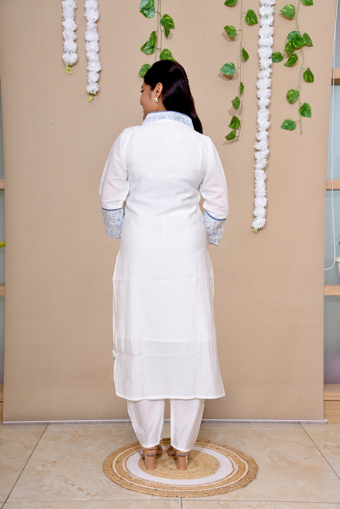 Sky Mist Cotton Kurta Set with Tie-Dye Dupatta