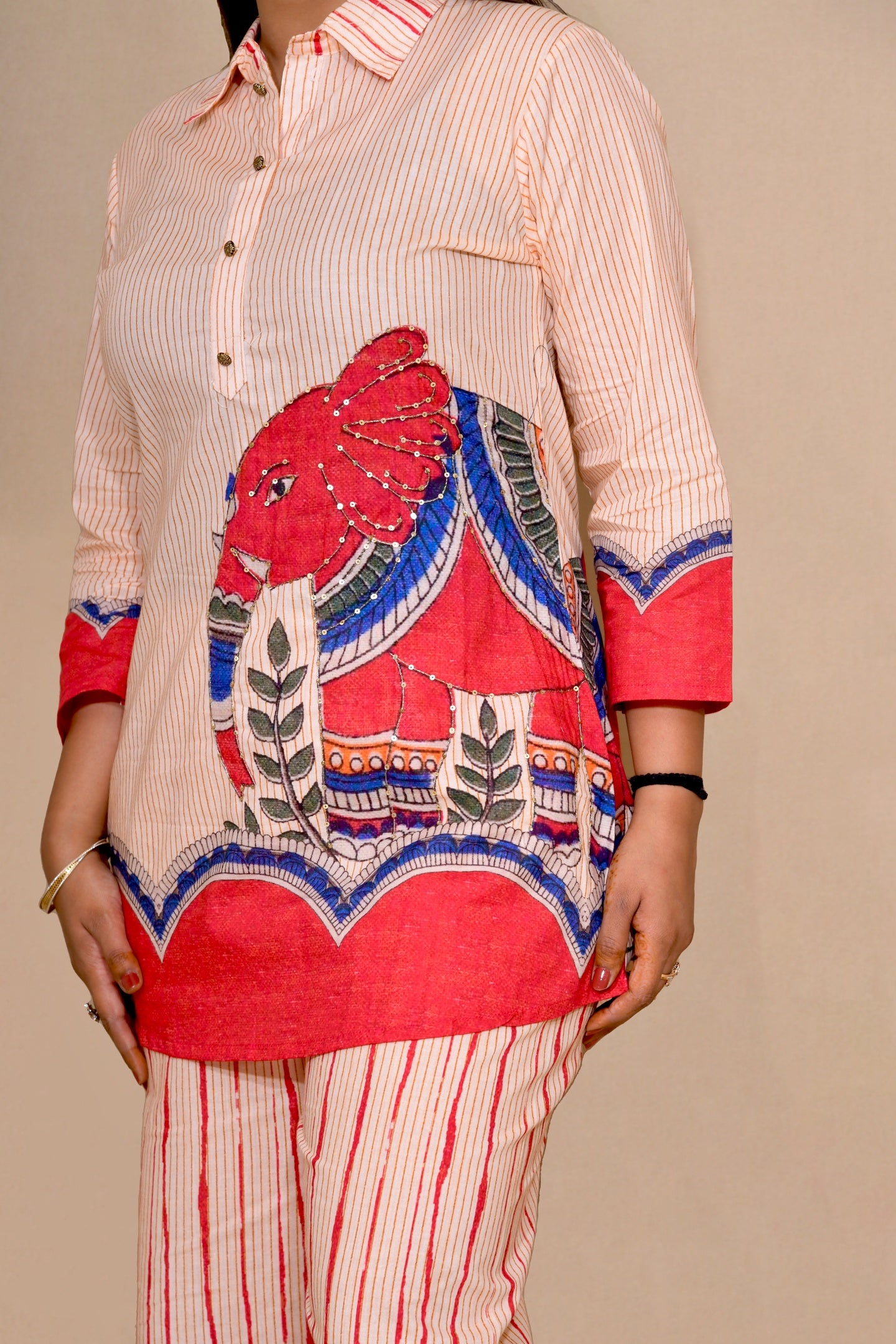 Boho Lines – Red Striped Statement Co-ord Set