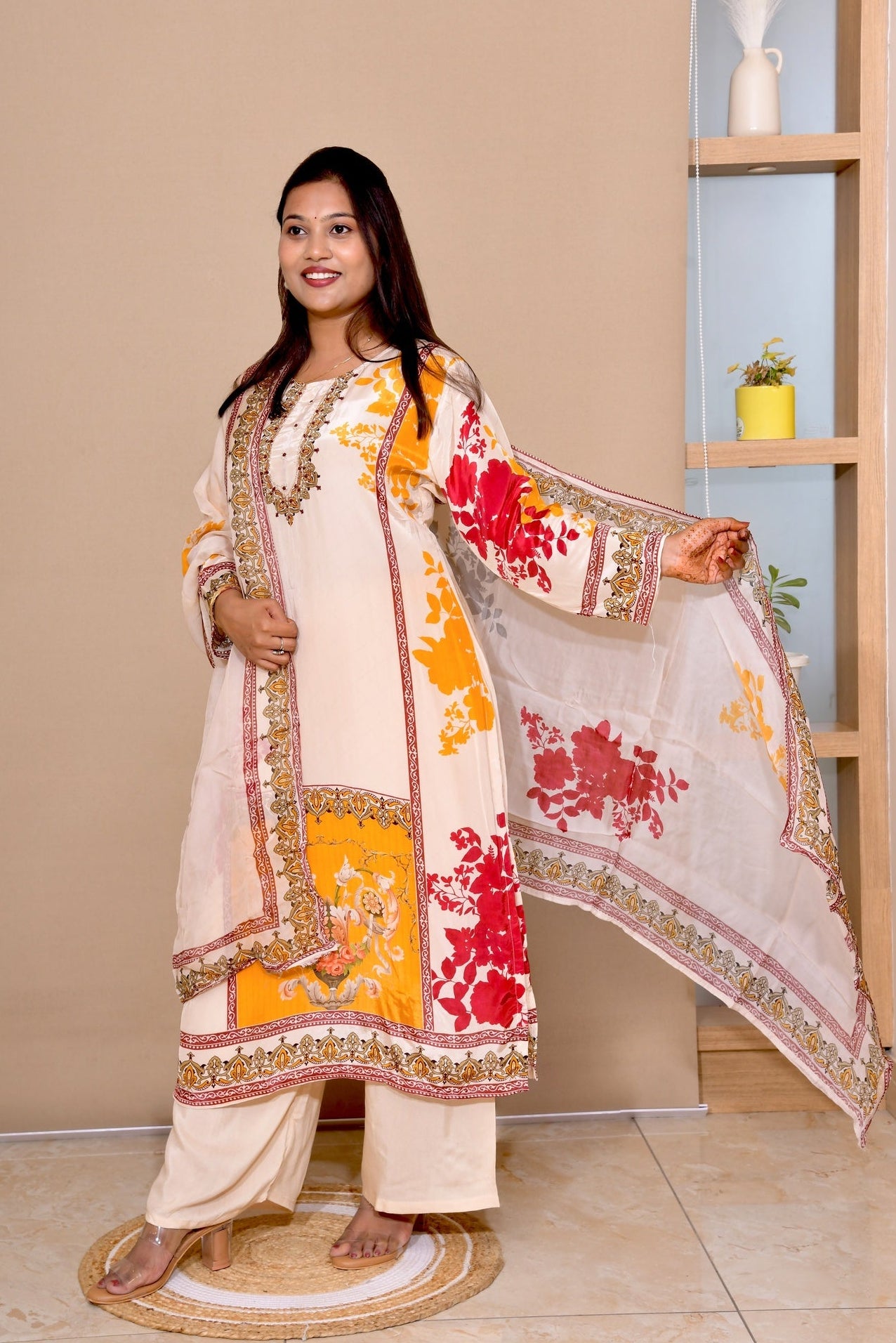 Festive Aura Crepe Silk Suit Set