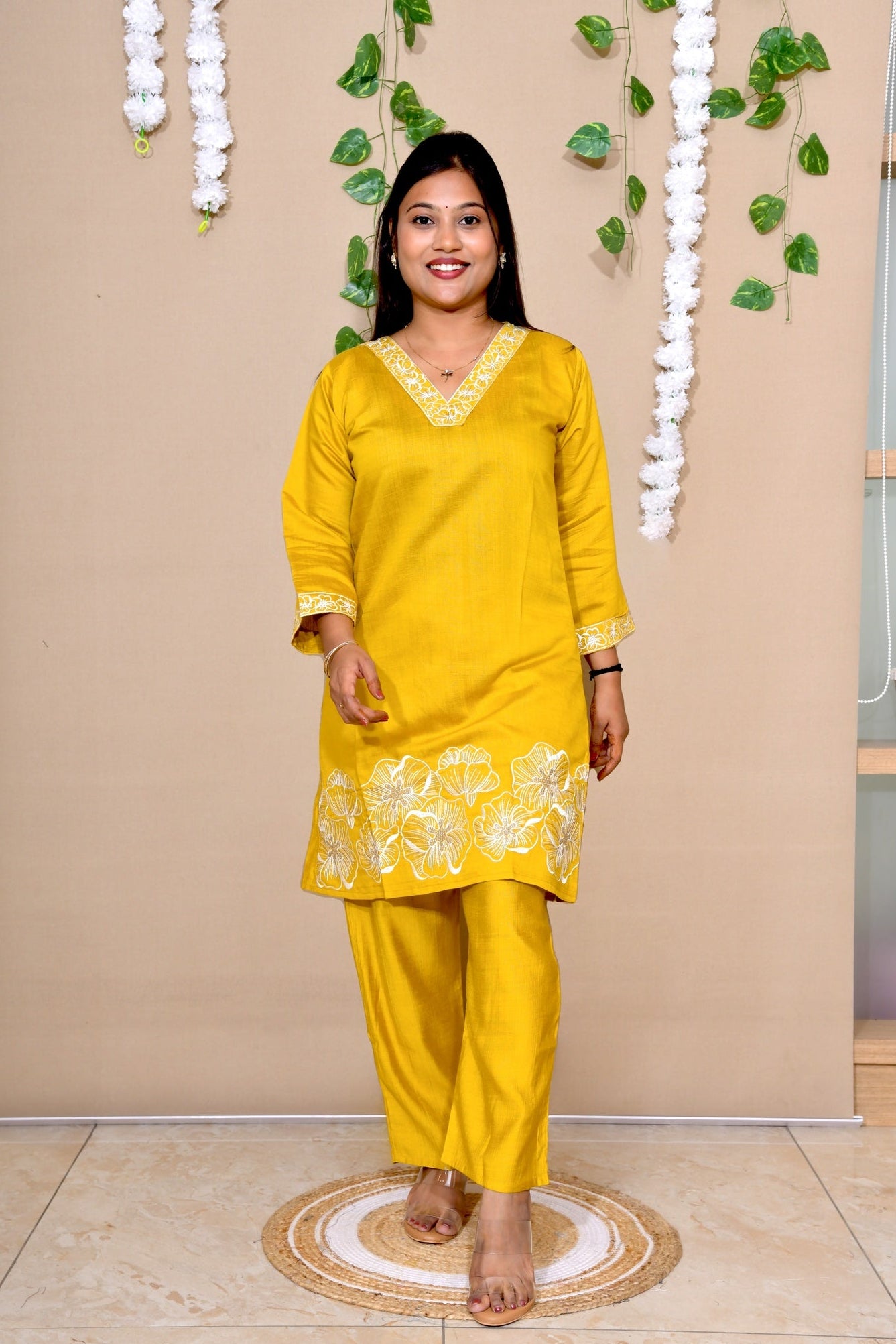 Mustard Yellow Embroidered Co-ord Set