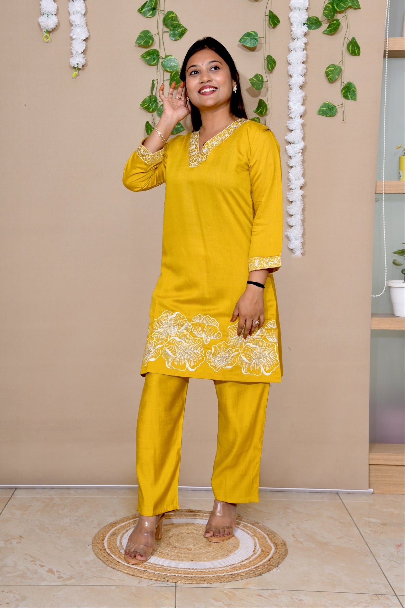 Mustard Yellow Embroidered Co-ord Set