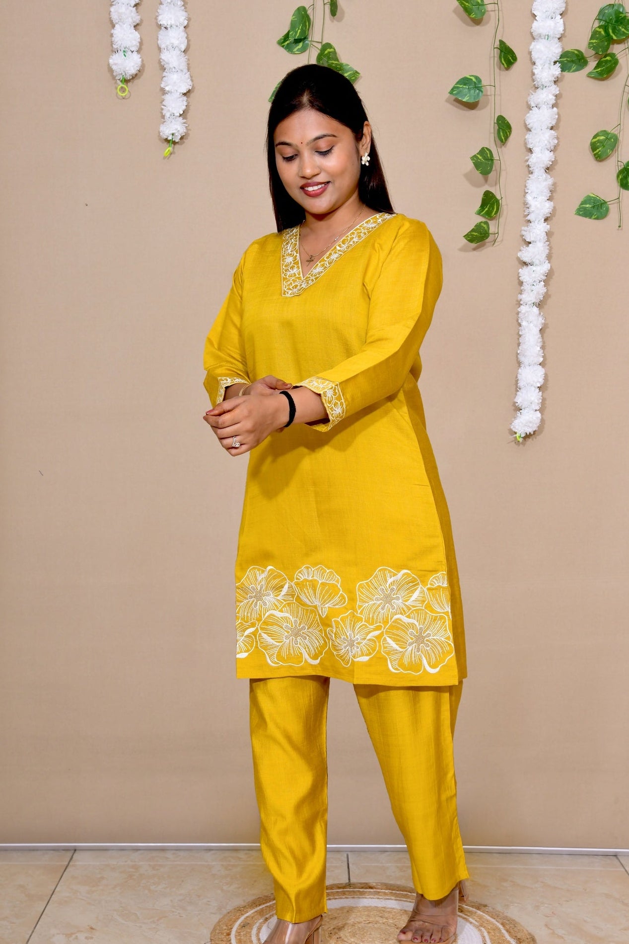 Mustard Yellow Embroidered Co-ord Set