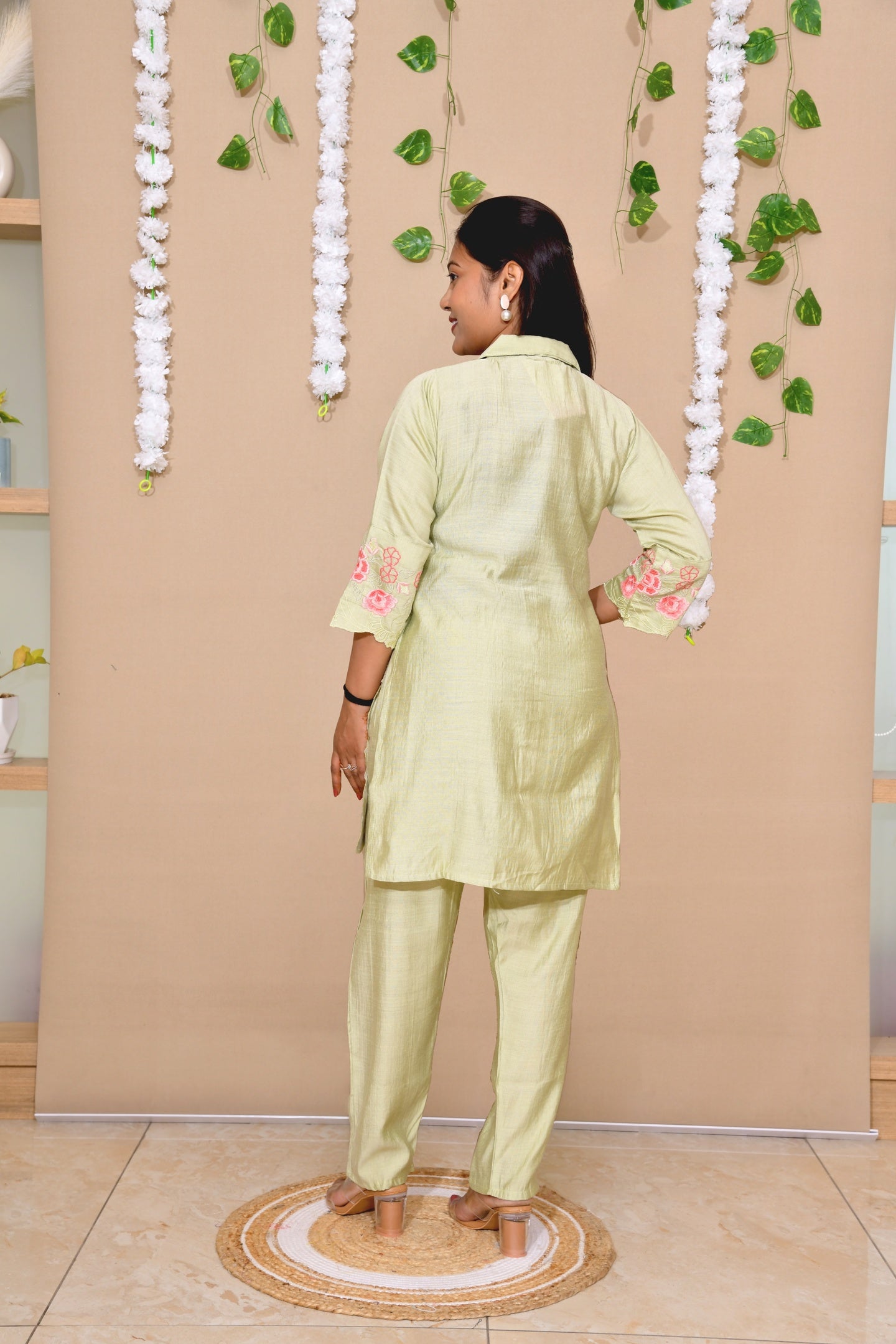 Pistachio Bloom Embroidered Co-Ord Set