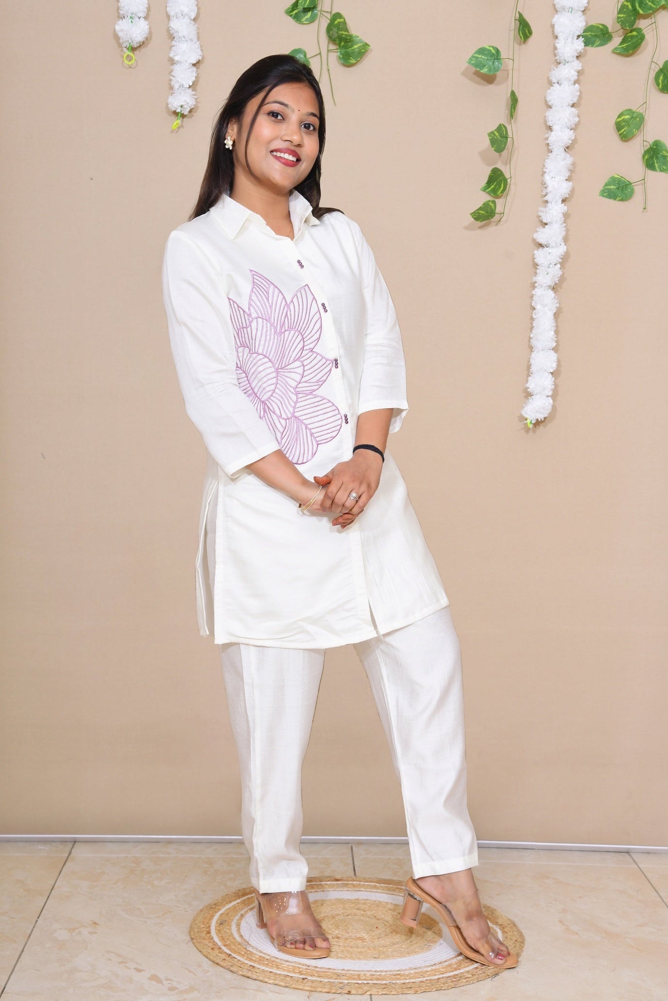 Classic Ivory Petal Embroidered Co-ord Set