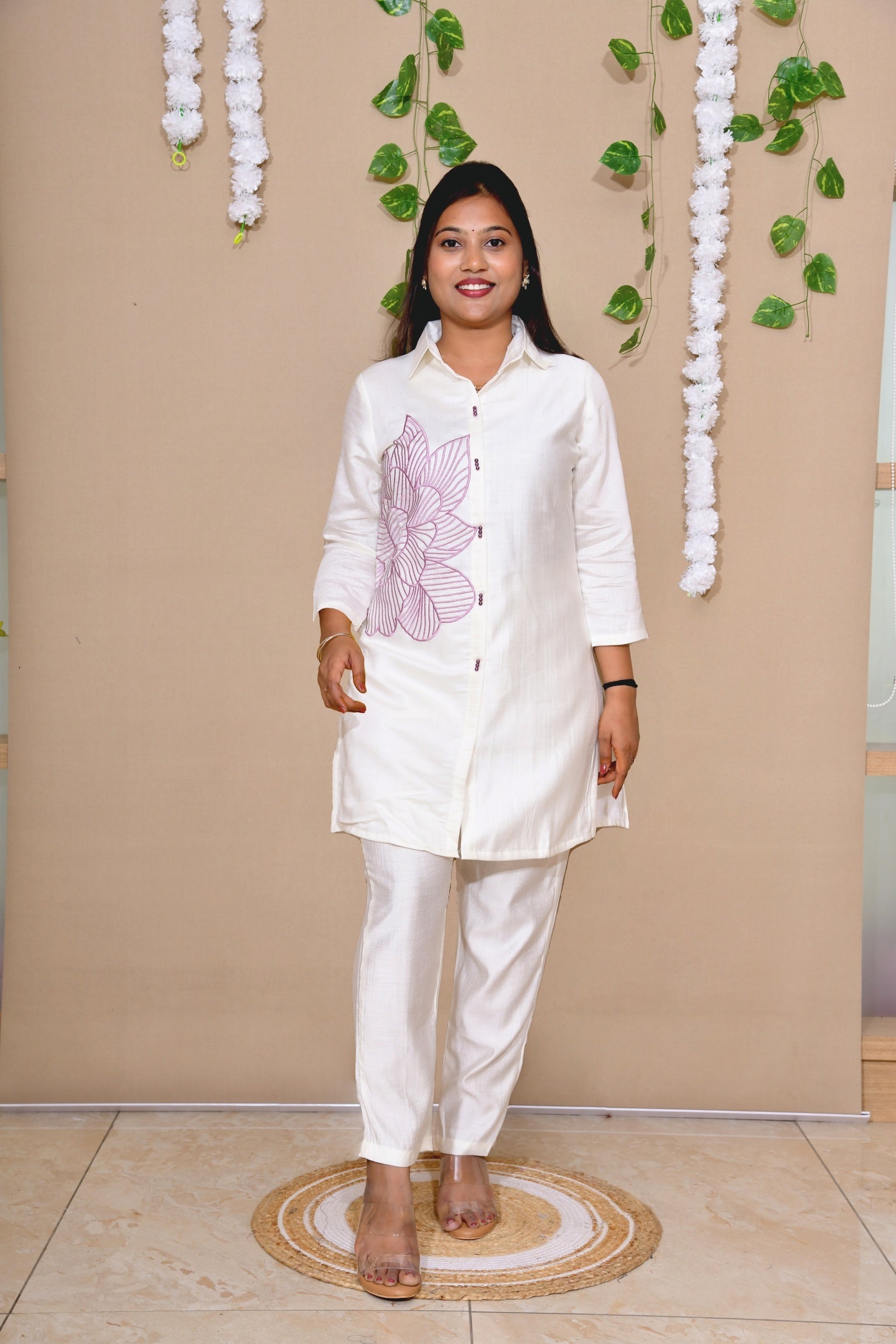 Classic Ivory Petal Embroidered Co-ord Set