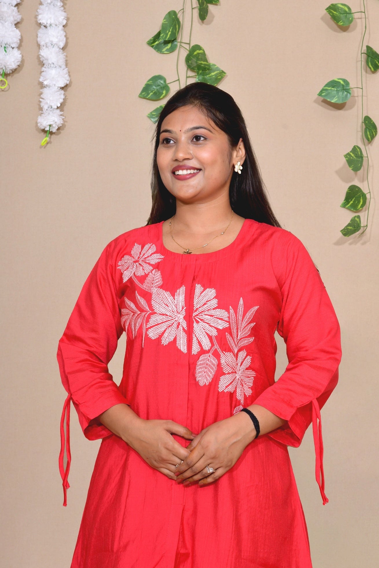 Raspberry Bloom Embroidered Co-ord Set