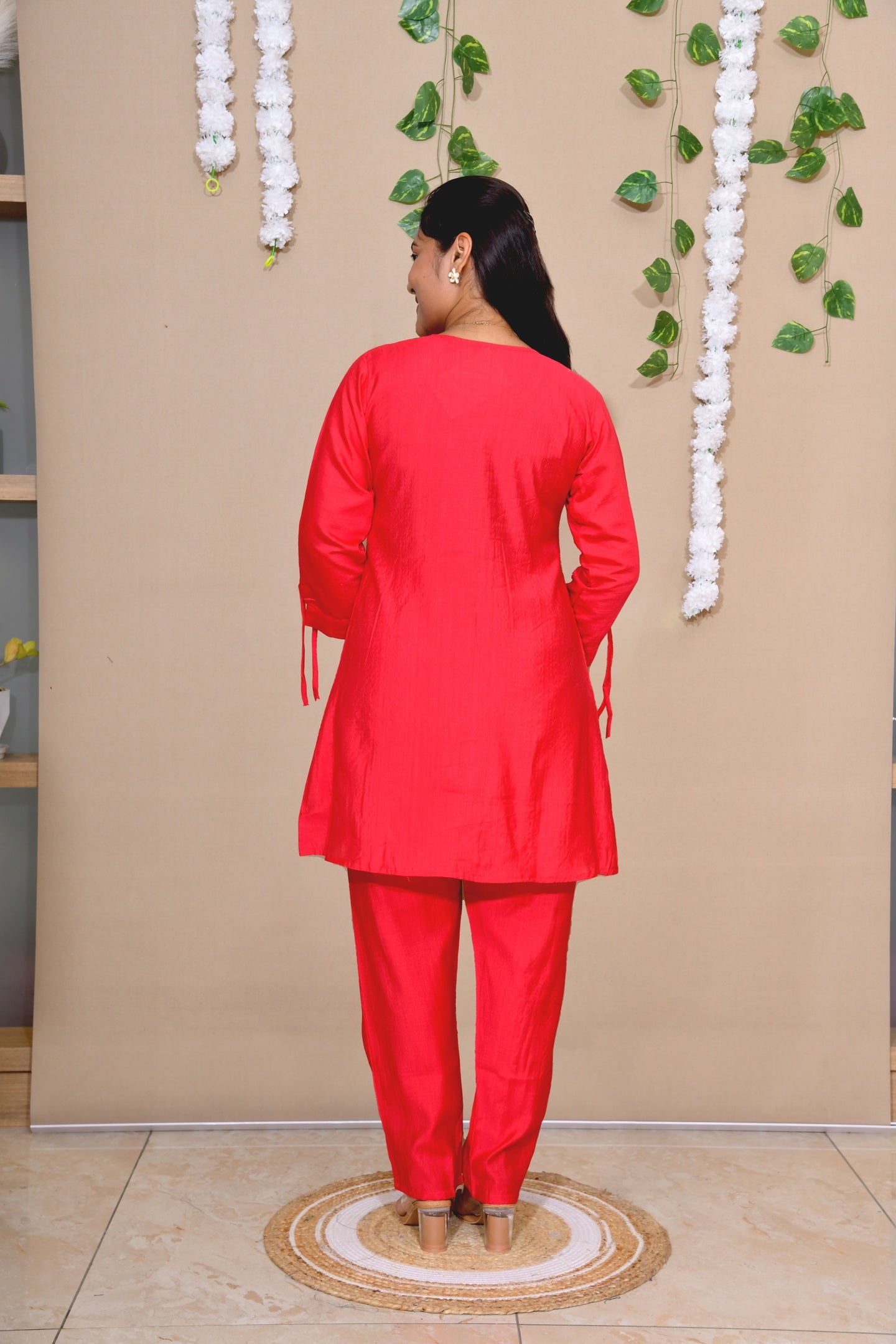 Raspberry Bloom Embroidered Co-ord Set