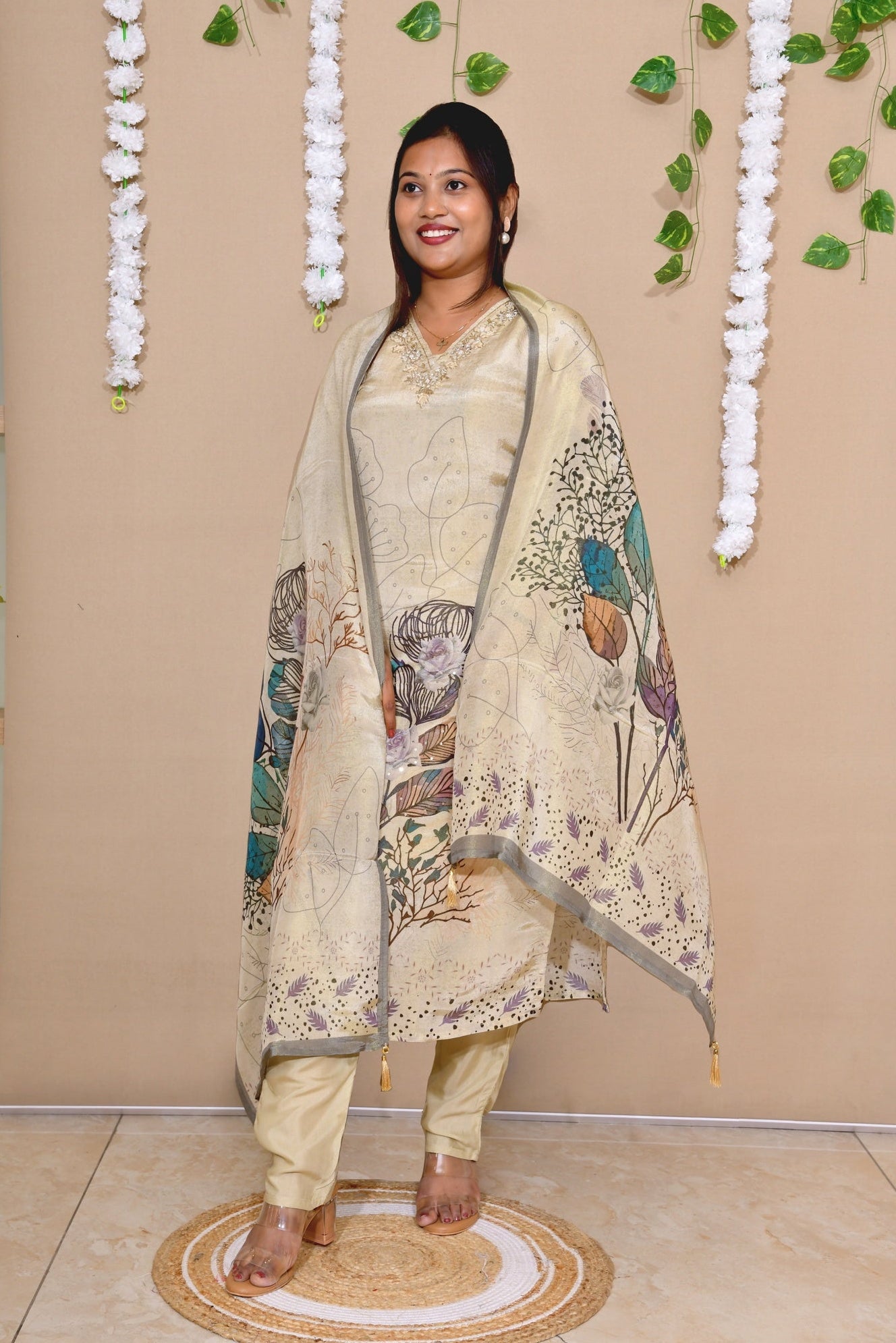 Ethereal Ivory Tissue Floral Suit Set