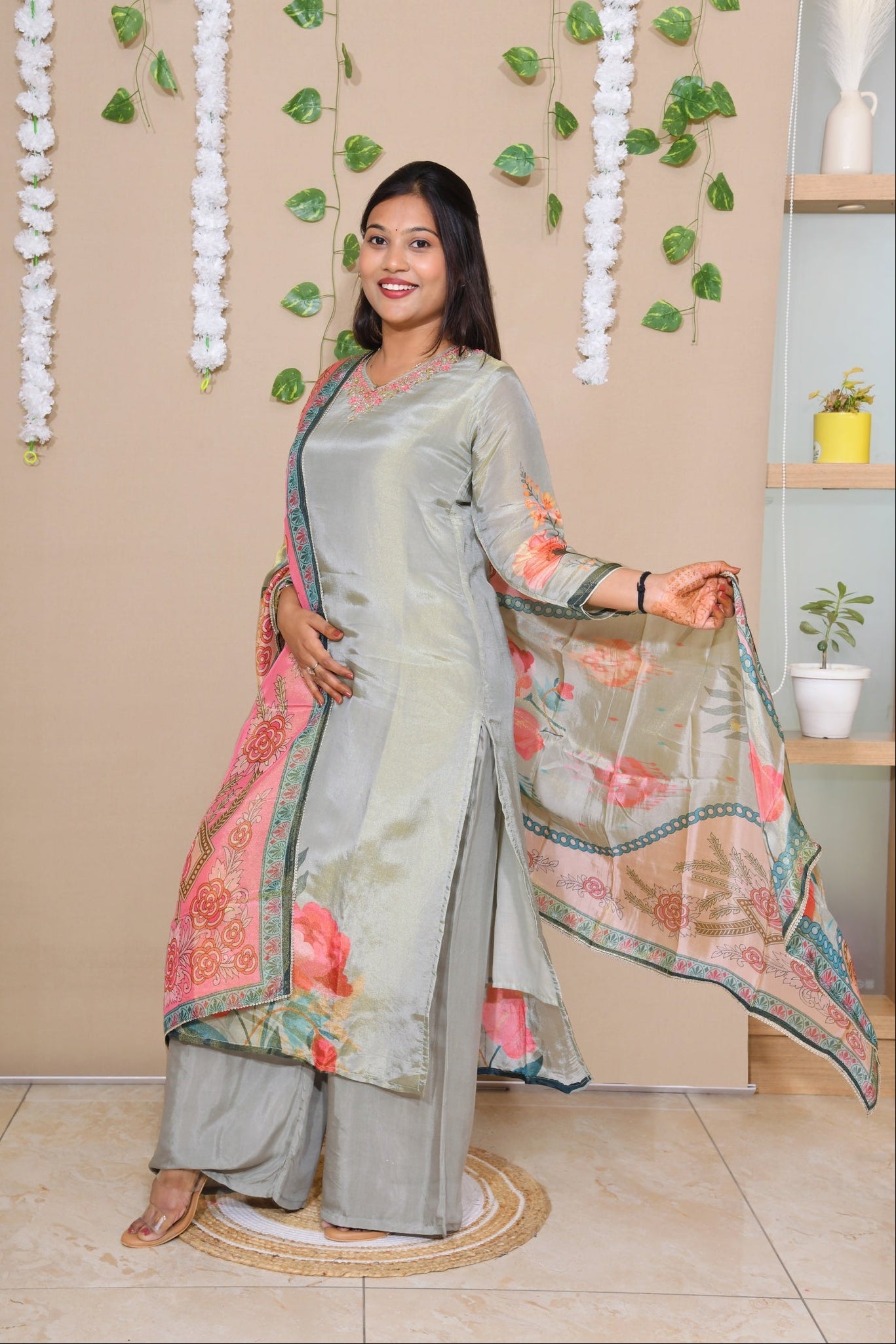 Pastel Green Grace Tissue Suit Set