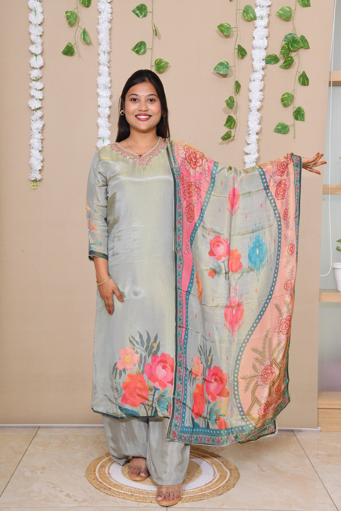 Pastel Green Grace Tissue Suit Set