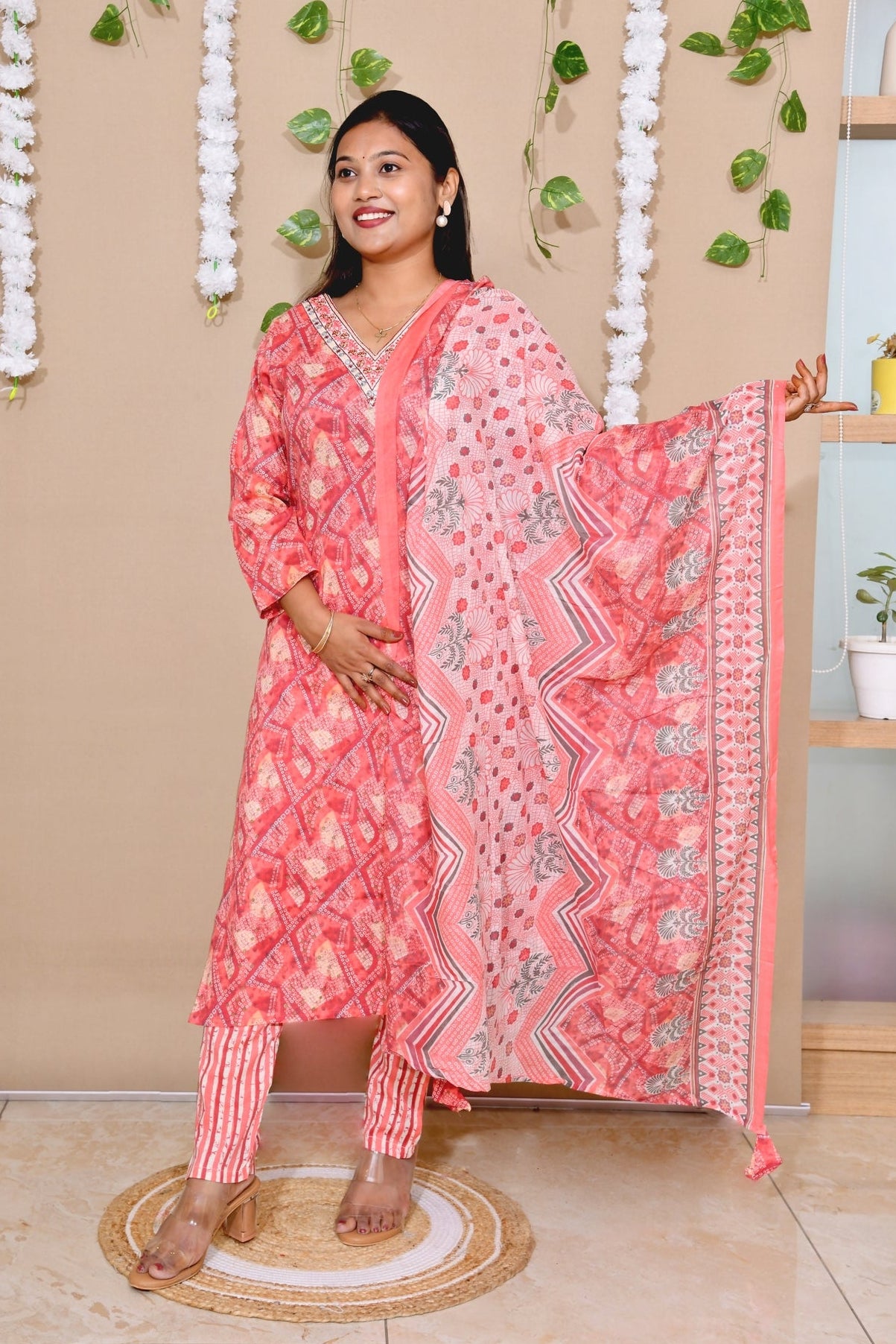 Cotton Bandhej Printed Suit Set