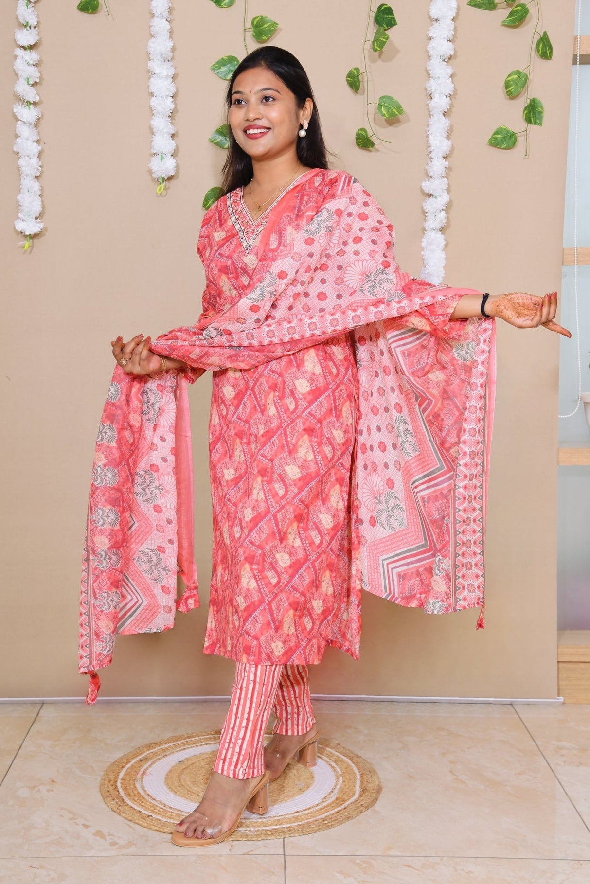 Cotton Bandhej Printed Suit Set