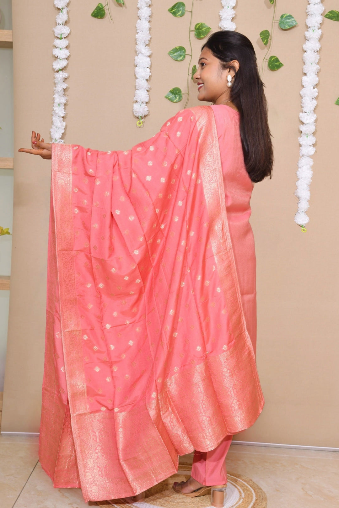 Pink Pearl Silk Suit Set