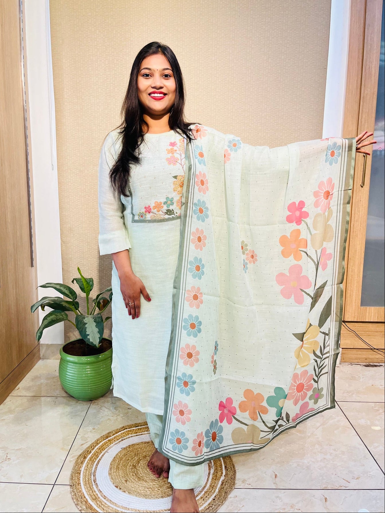 Floral Luxe Linen Cotton Suit Set