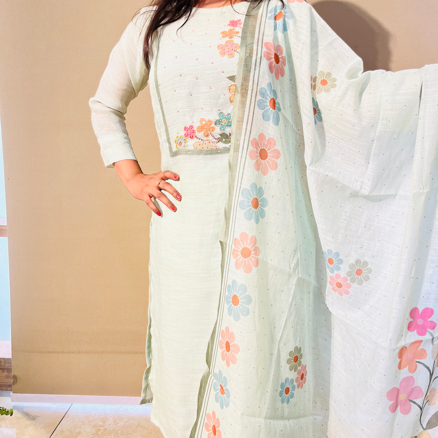 Floral Luxe Linen Cotton Suit Set