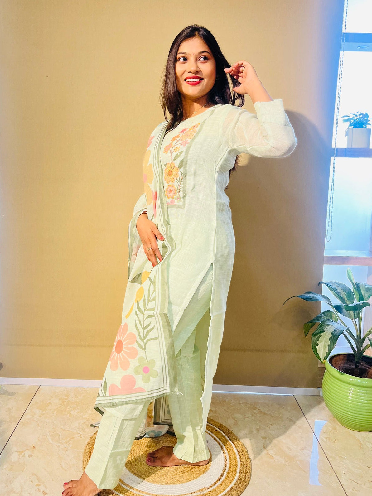 Floral Luxe Linen Cotton Suit Set