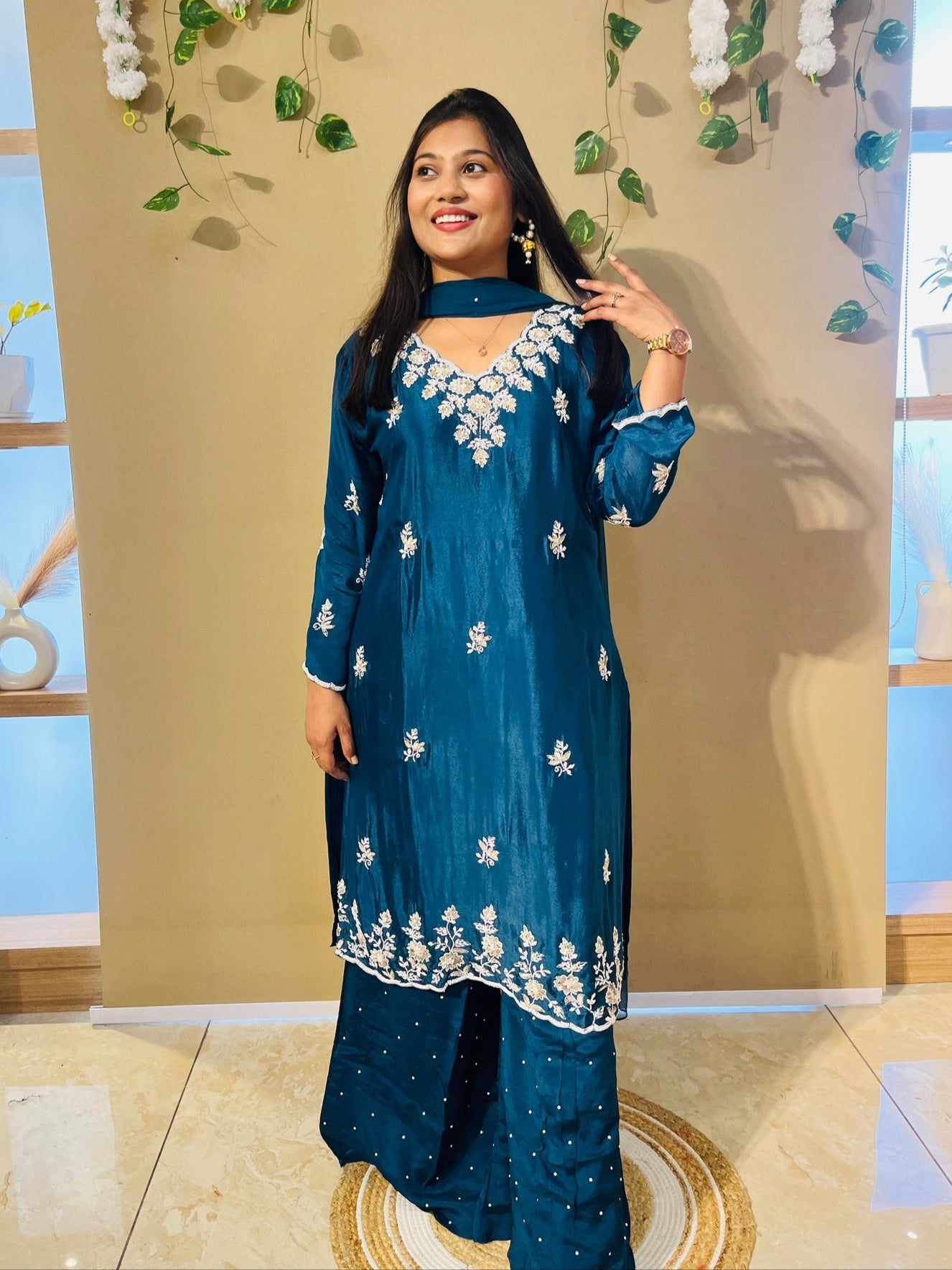 Midnight Teal Plazzo Luxe Set