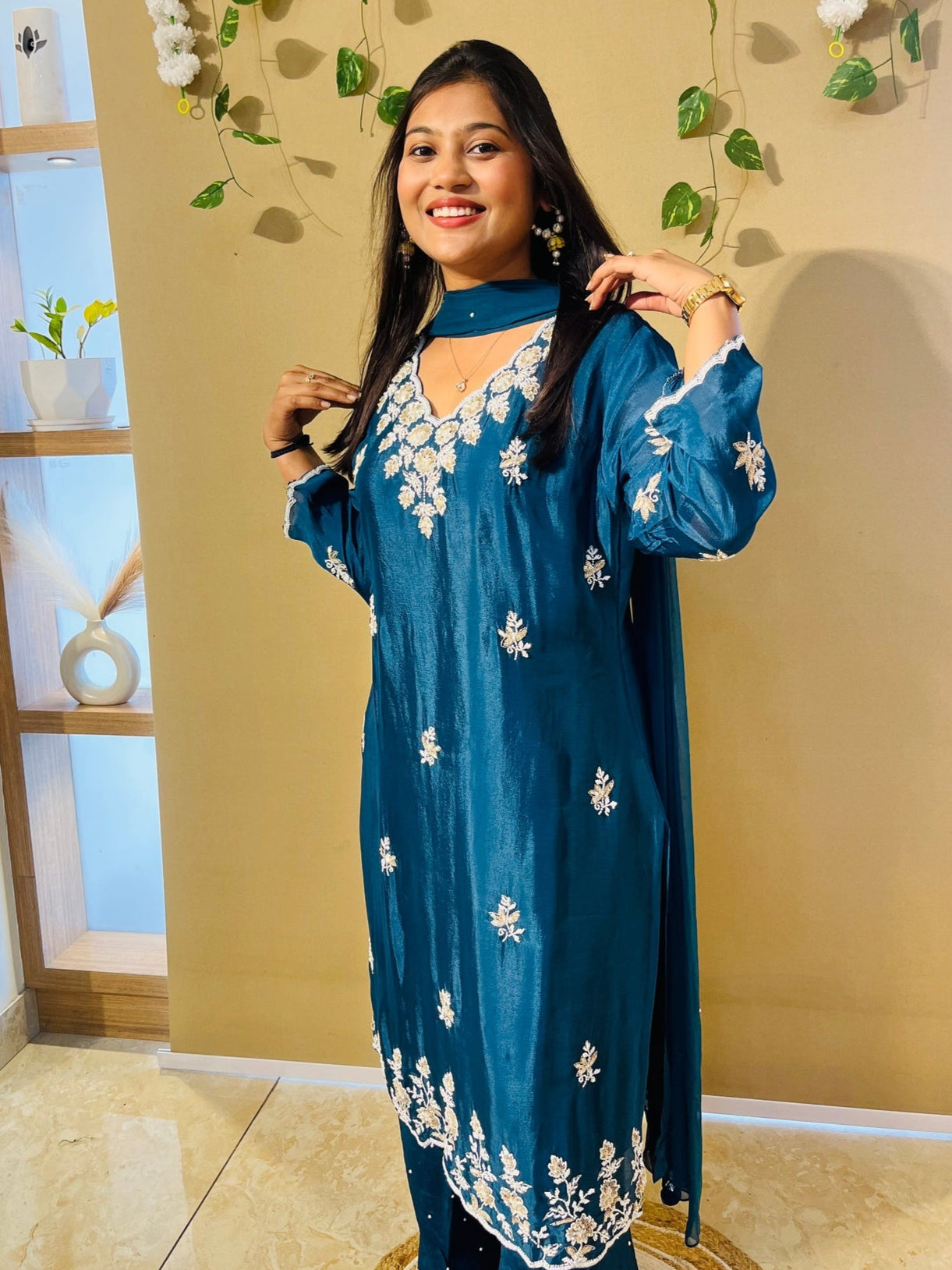 Midnight Teal Plazzo Luxe Set