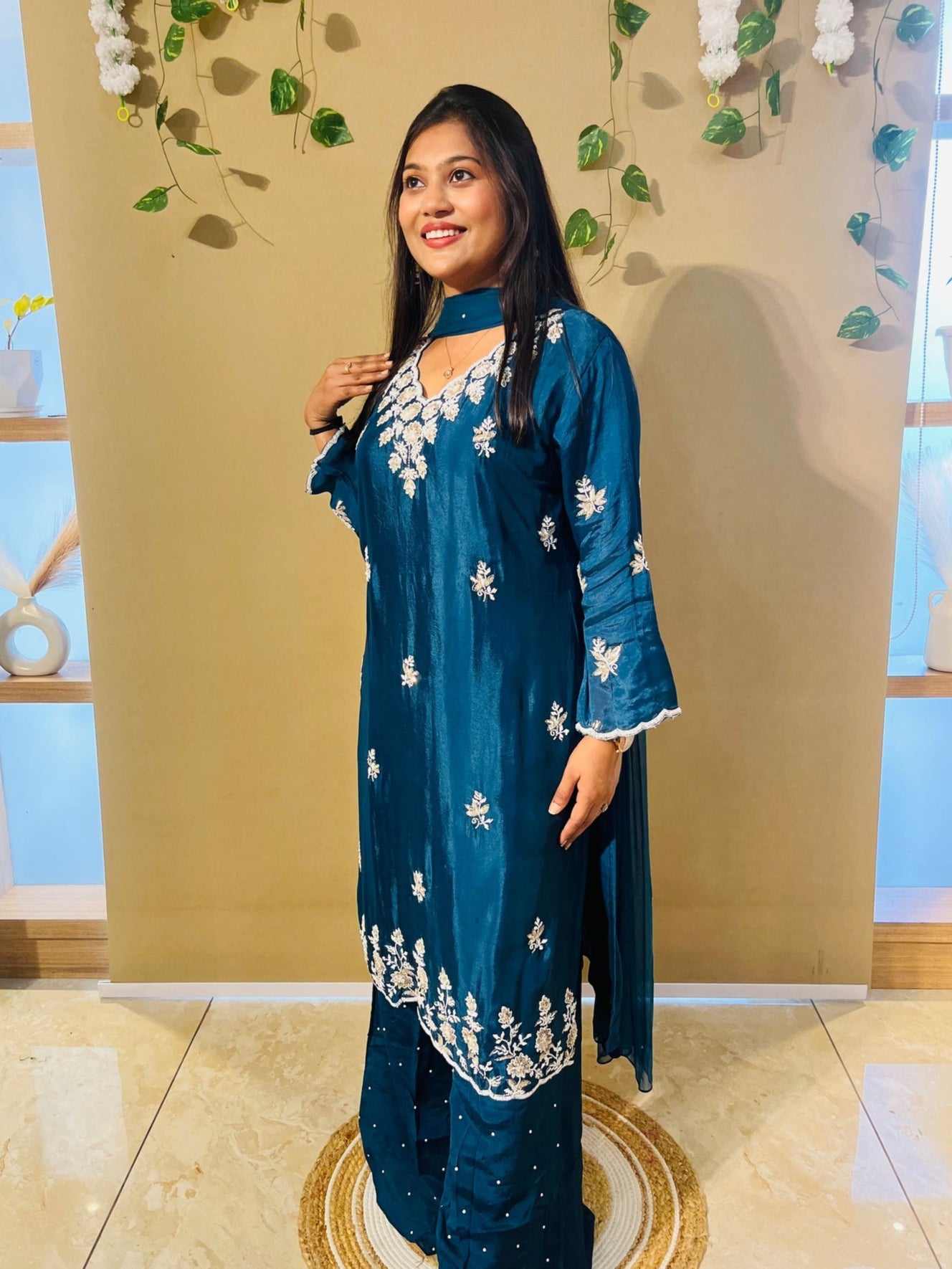 Midnight Teal Plazzo Luxe Set