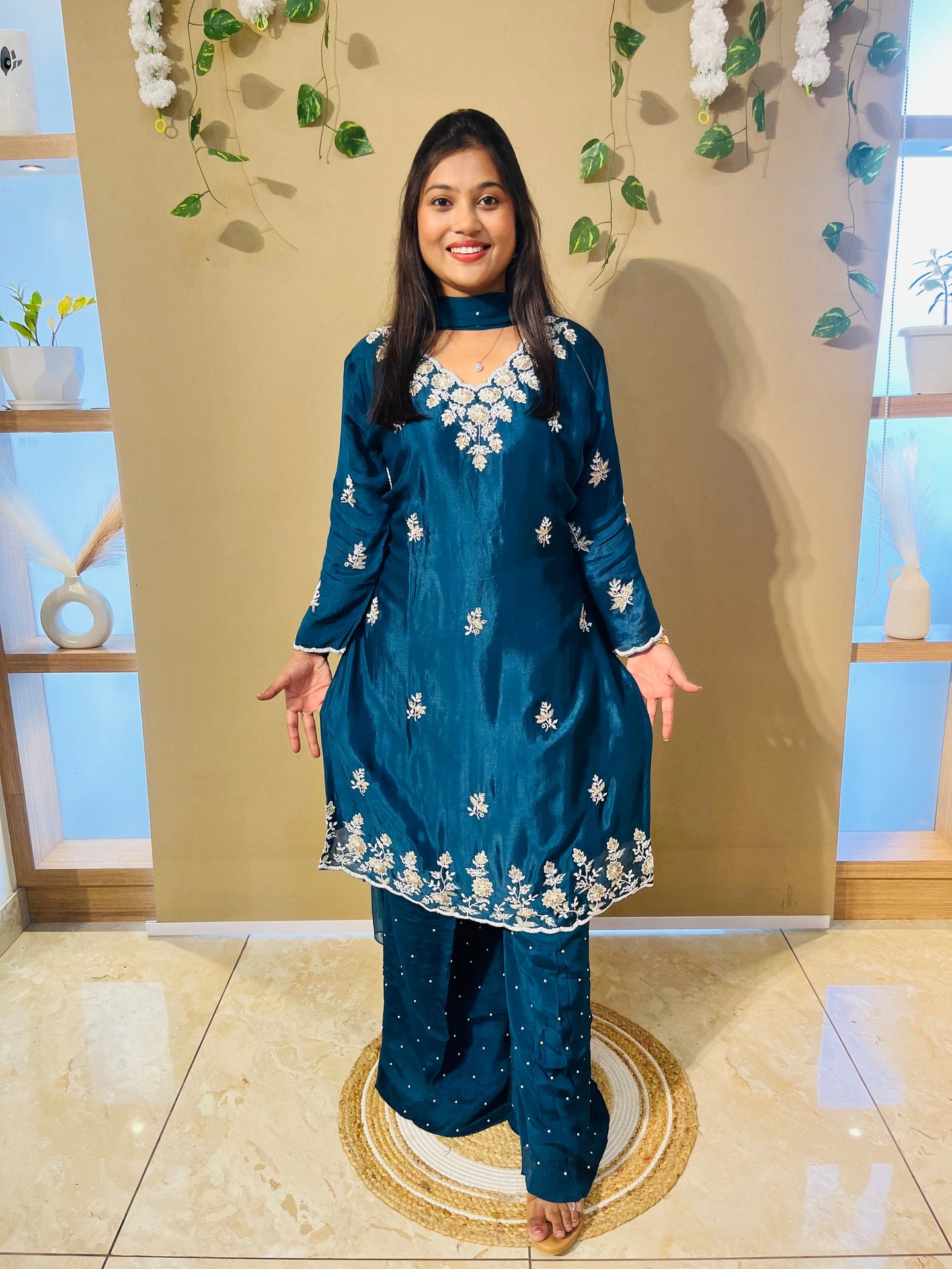 Midnight Teal Plazzo Luxe Set