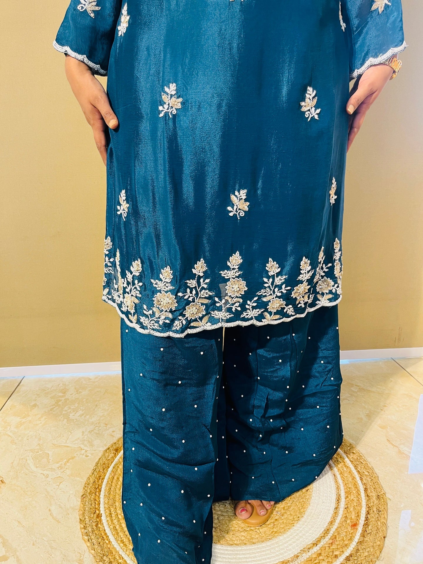 Midnight Teal Plazzo Luxe Set