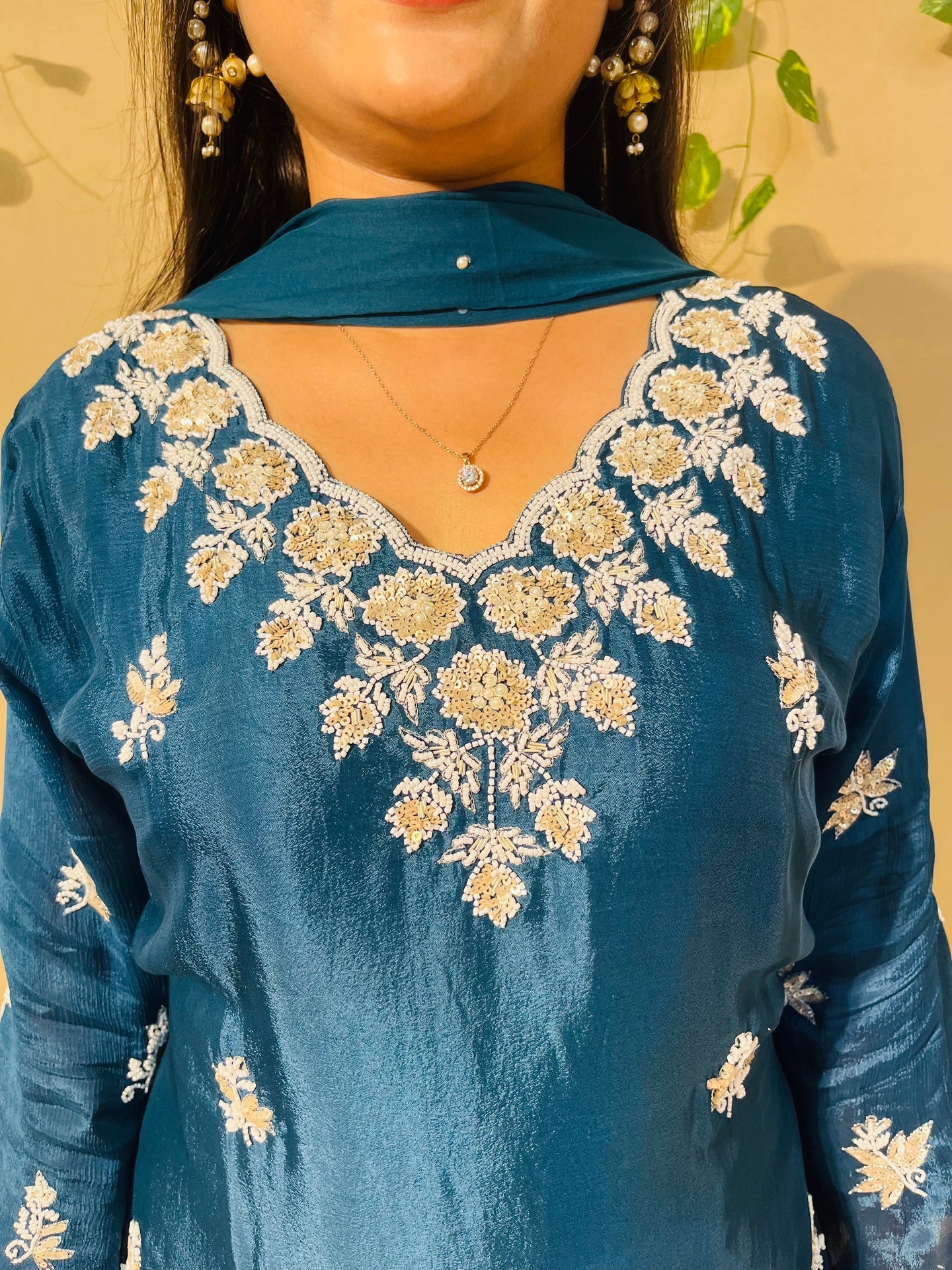 Midnight Teal Plazzo Luxe Set