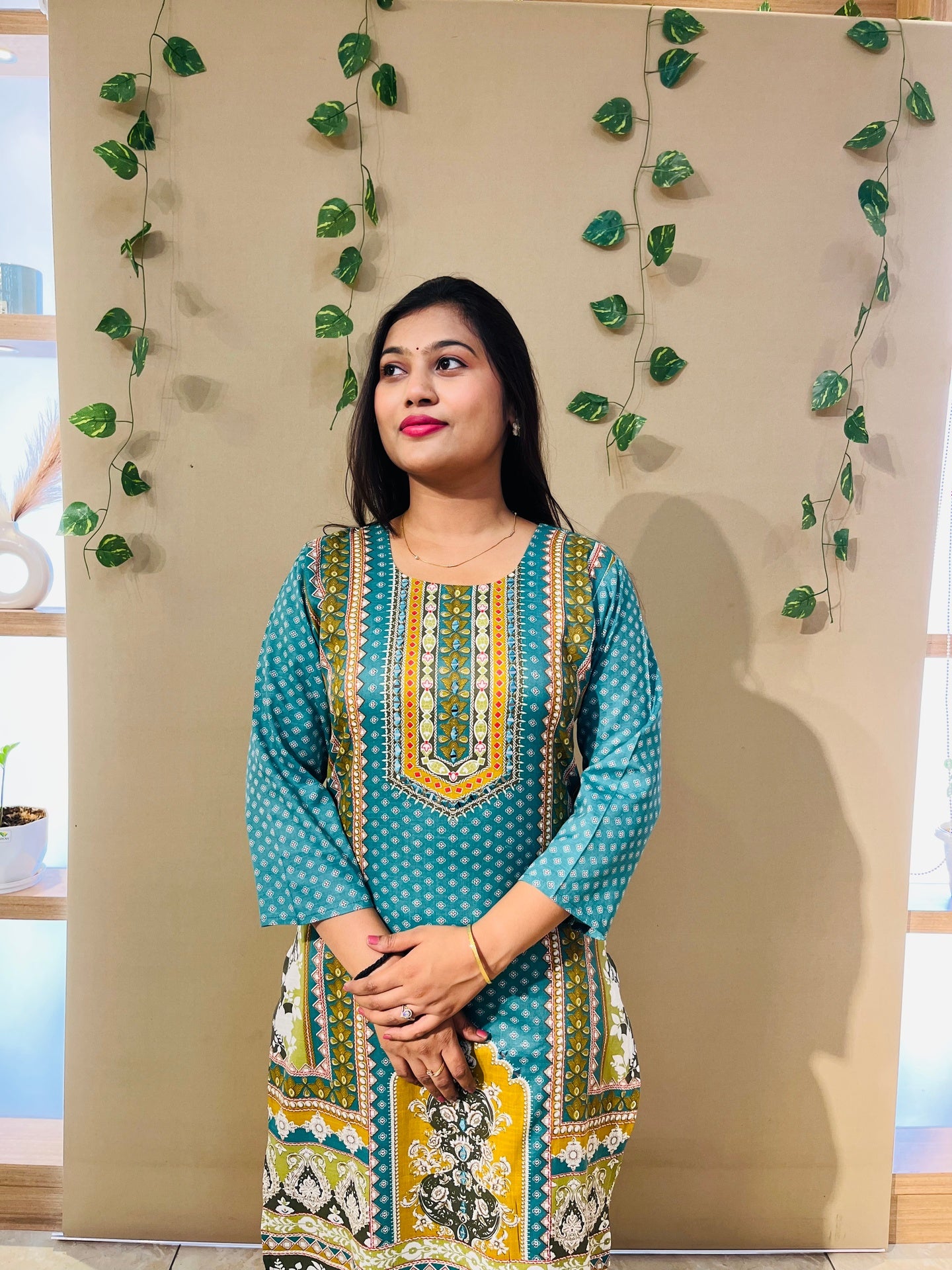 Rama Blue Pakistani Printed Suit Set with Dupatta