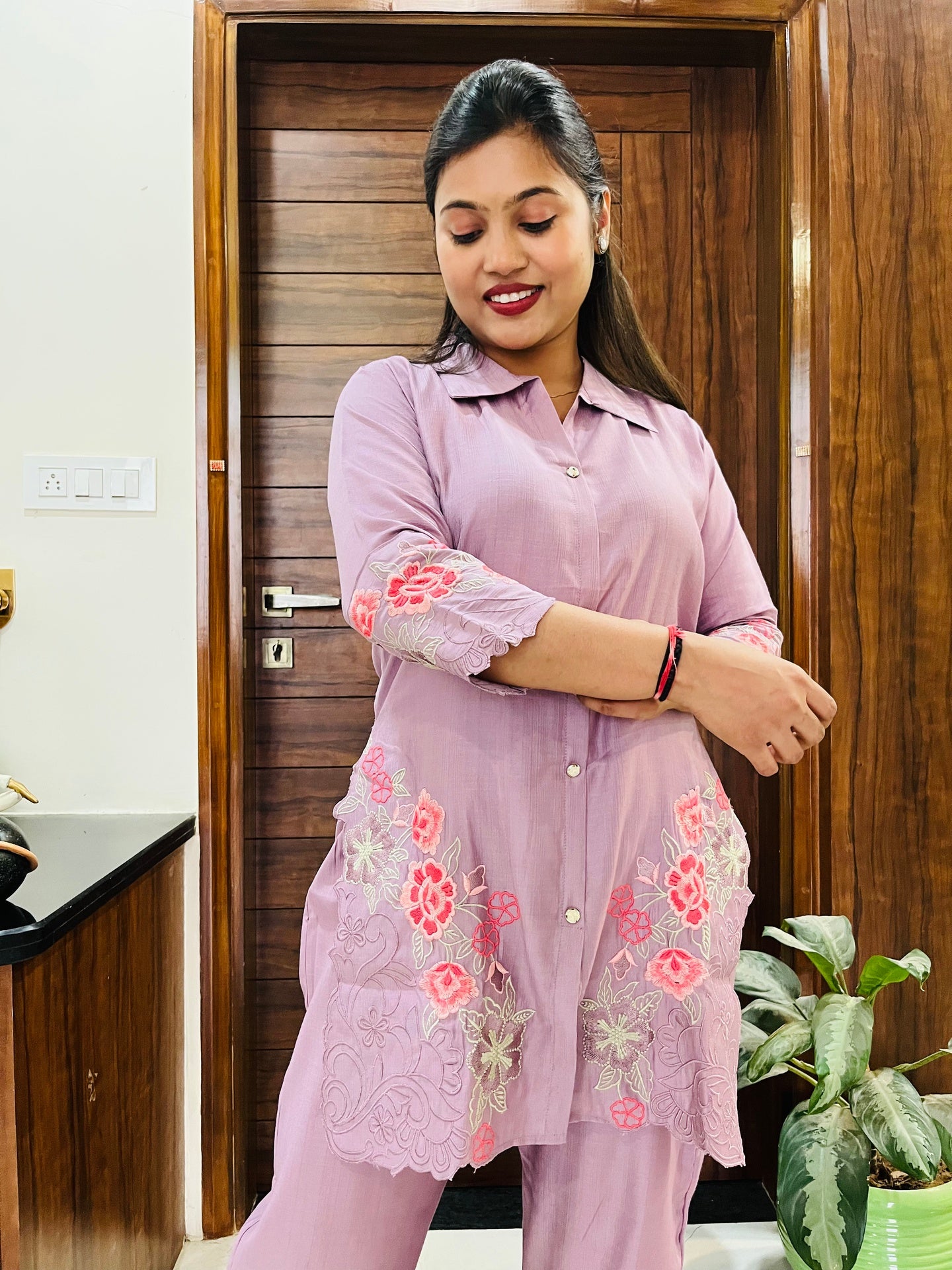 Lilac Bloom Embroidered Co-ord Set