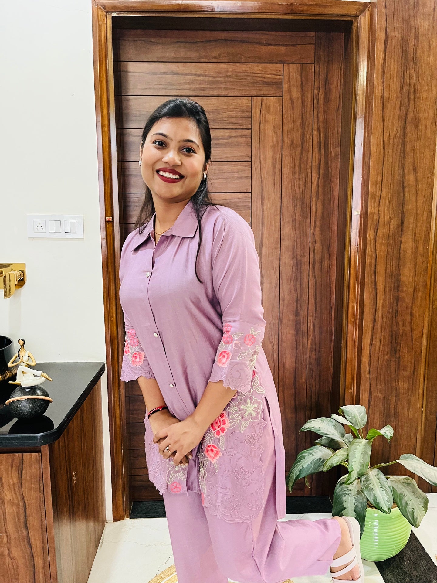 Lilac Bloom Embroidered Co-ord Set