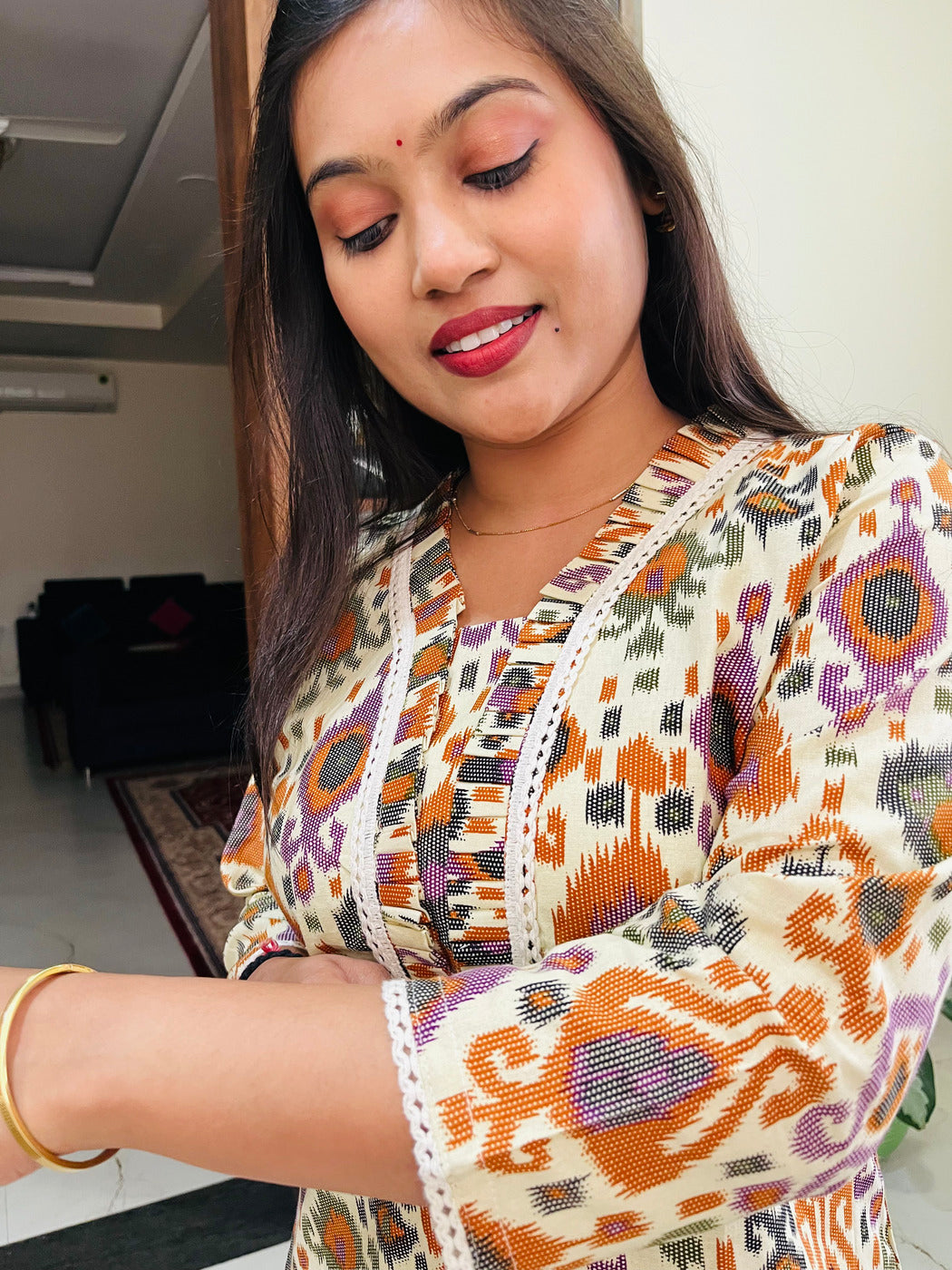 Ivory Ikat Muse Kurta Set