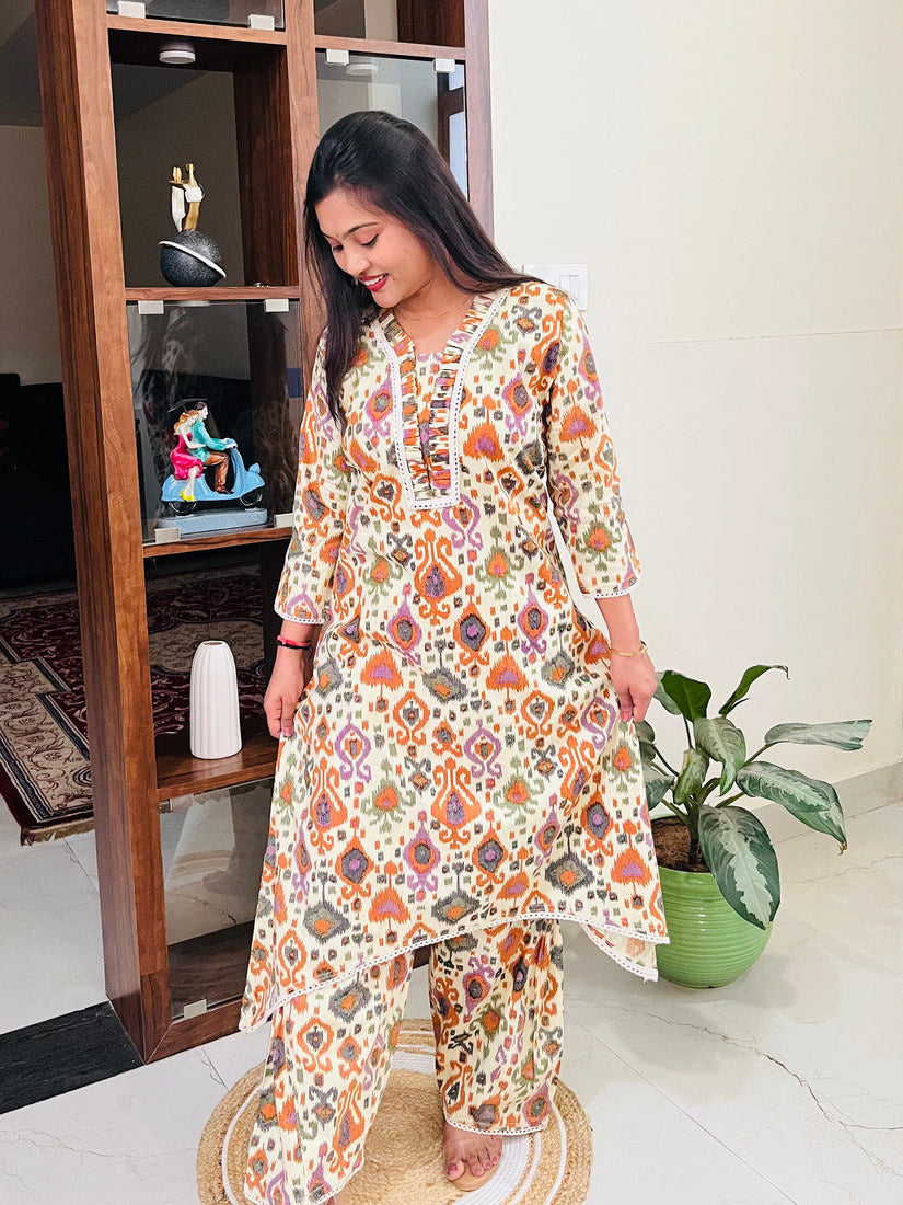 Ivory Ikat Muse Kurta Set