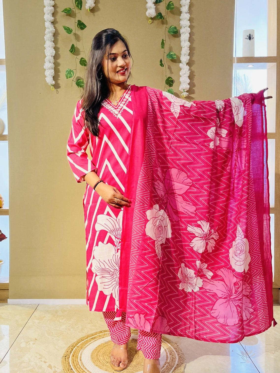 Rani Bloom Chevron Printed Suit Set