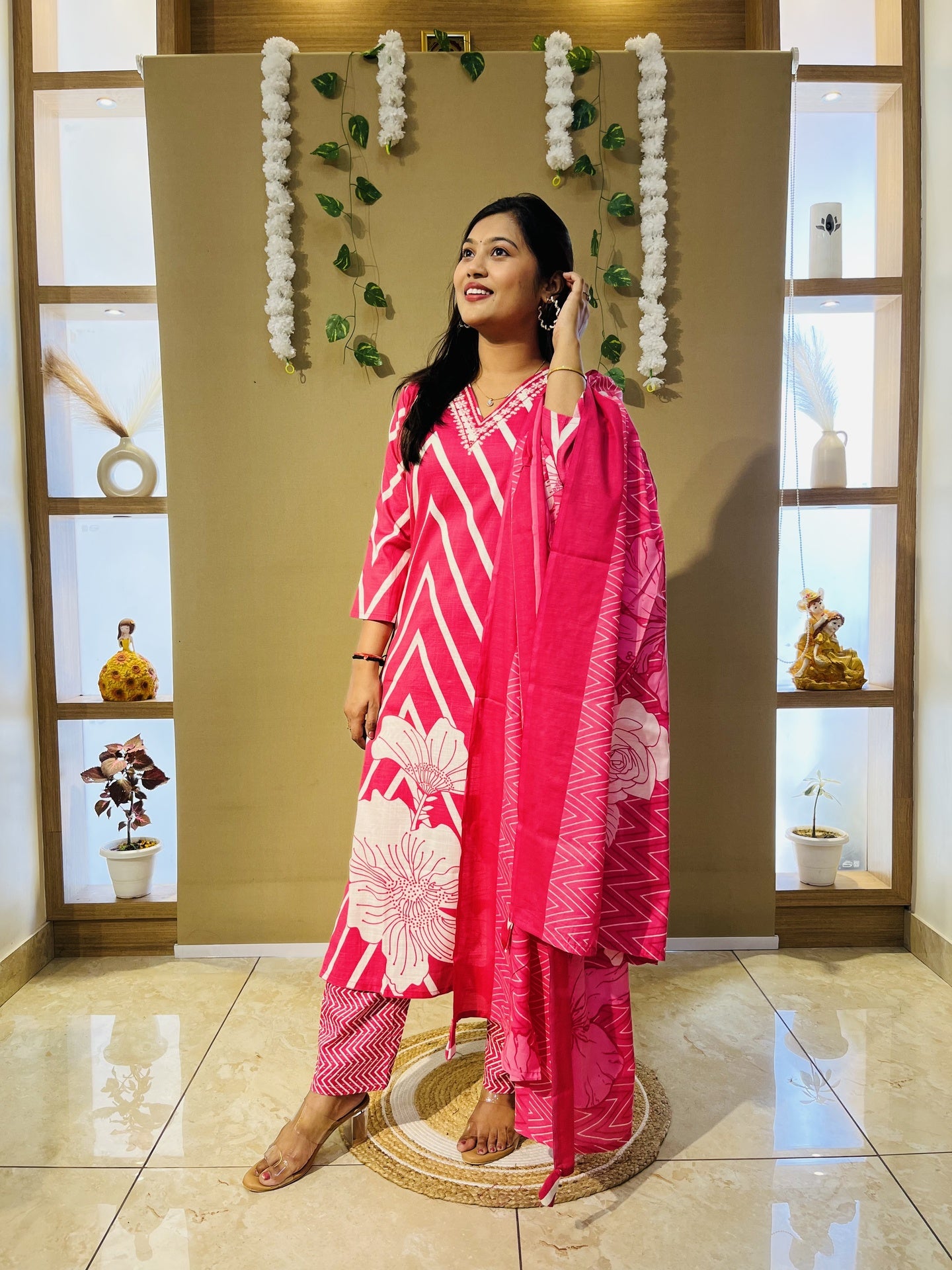 Rani Bloom Chevron Printed Suit Set