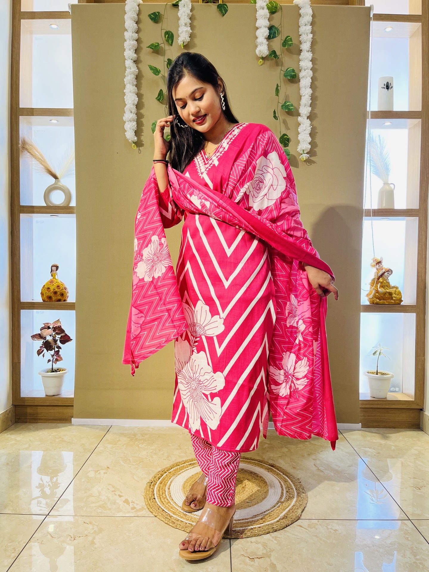 Rani Bloom Chevron Printed Suit Set