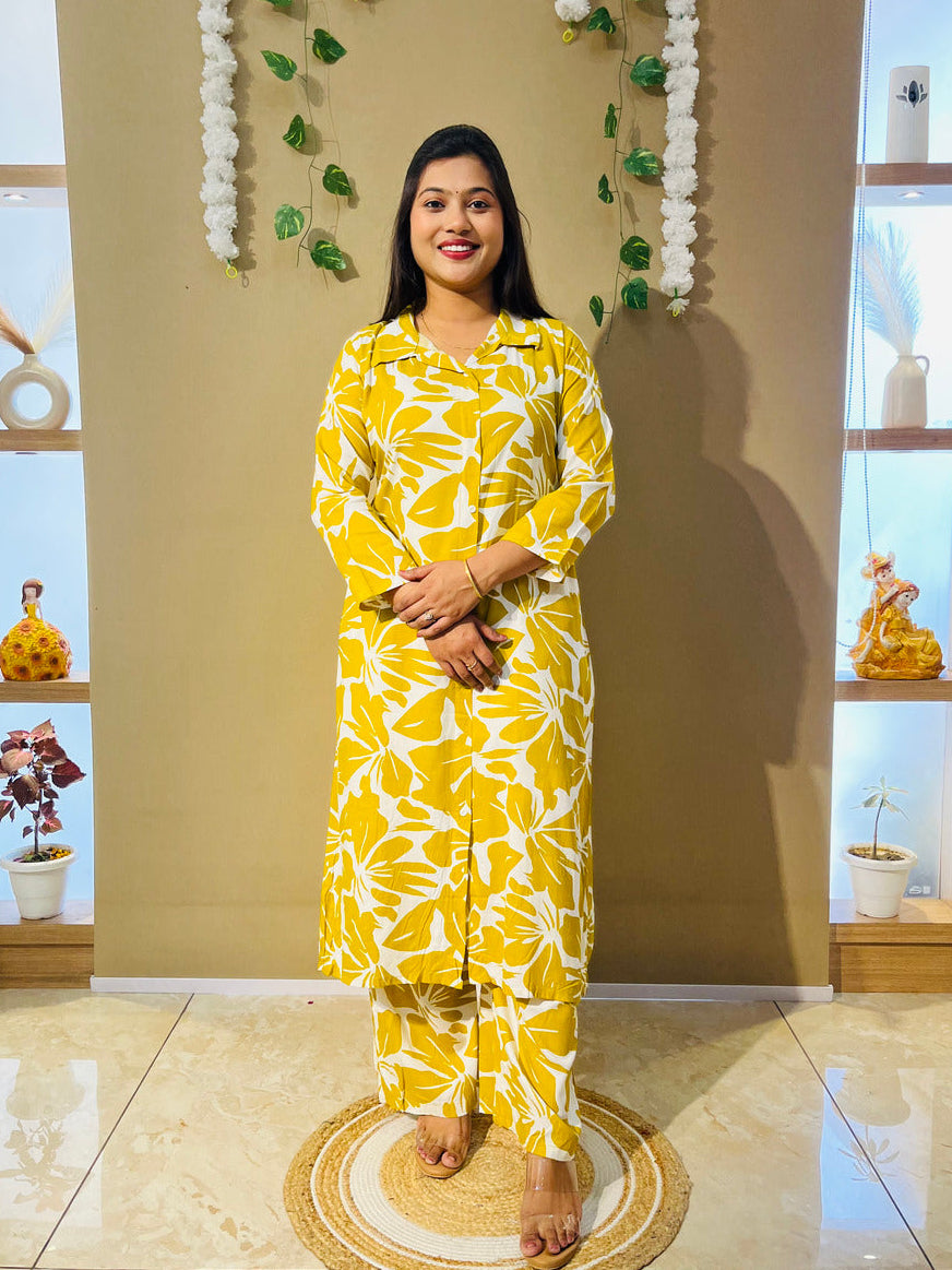 Sunshine Bloom Cotton Kurta Co-ord Set