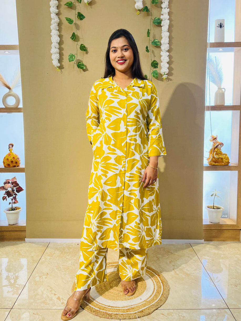 Sunshine Bloom Cotton Kurta Co-ord Set