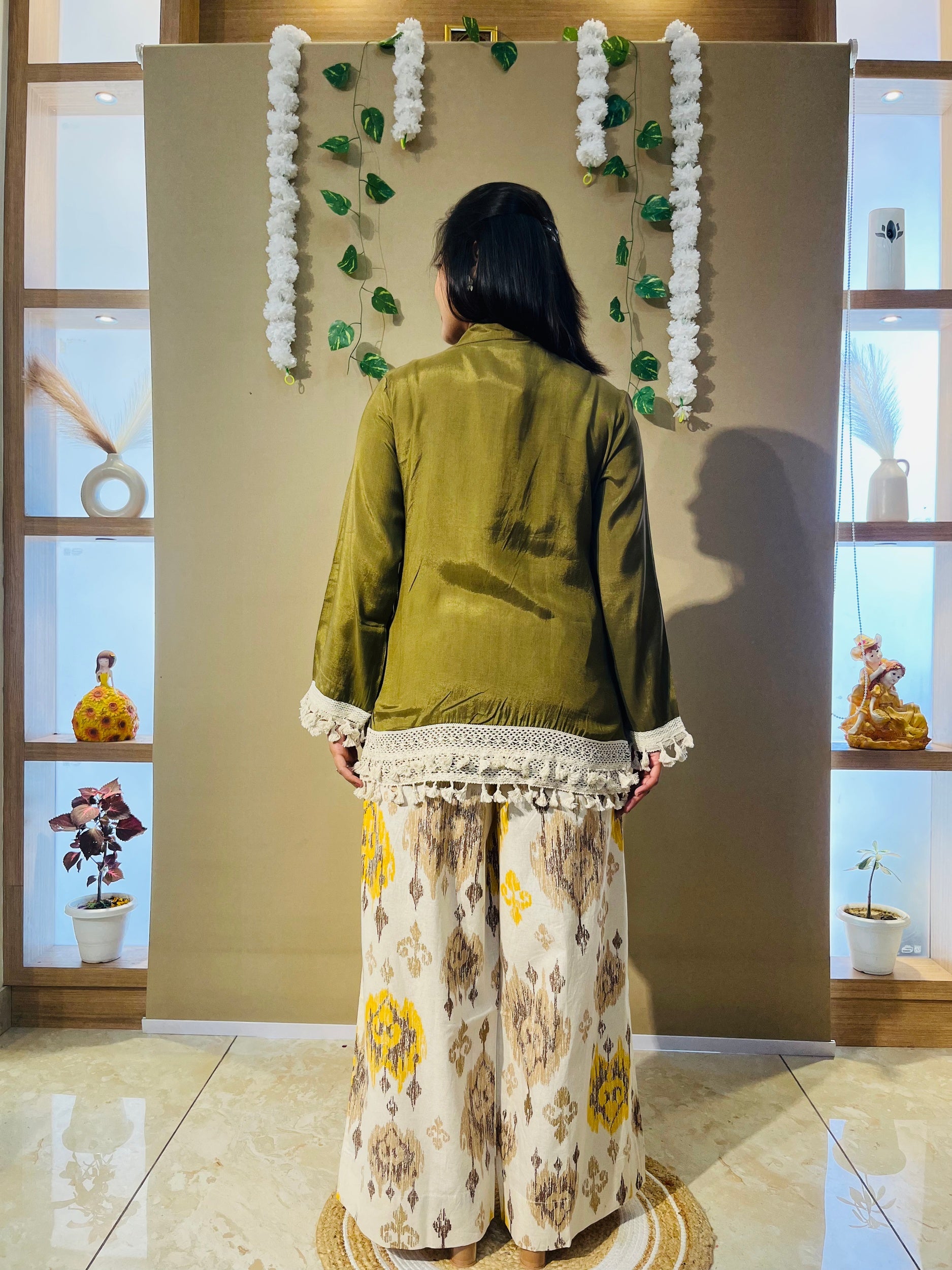 Olive Green Lace Hem Co-Ord Set