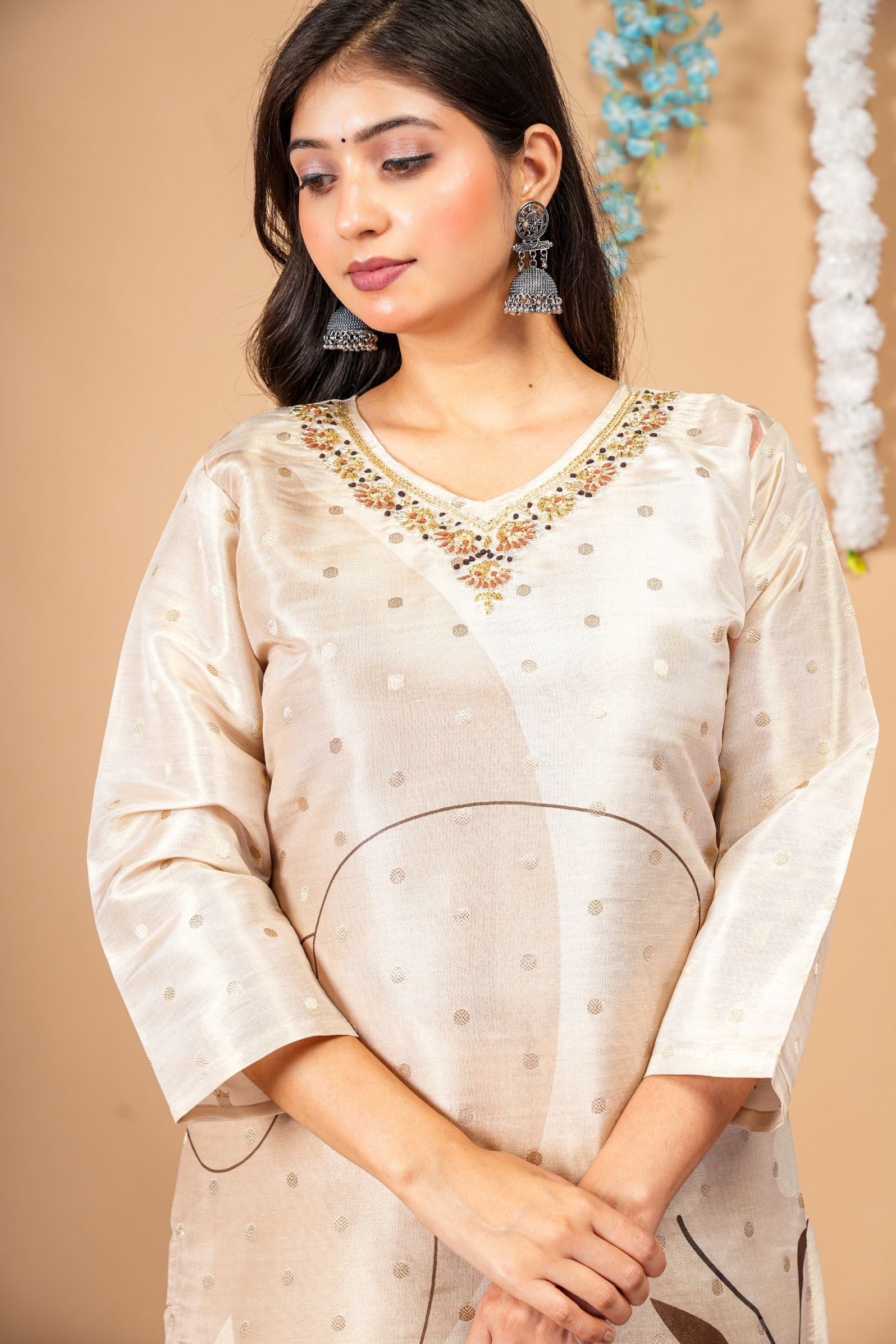 Ivory Silk Bloom 3-Piece Suit Set